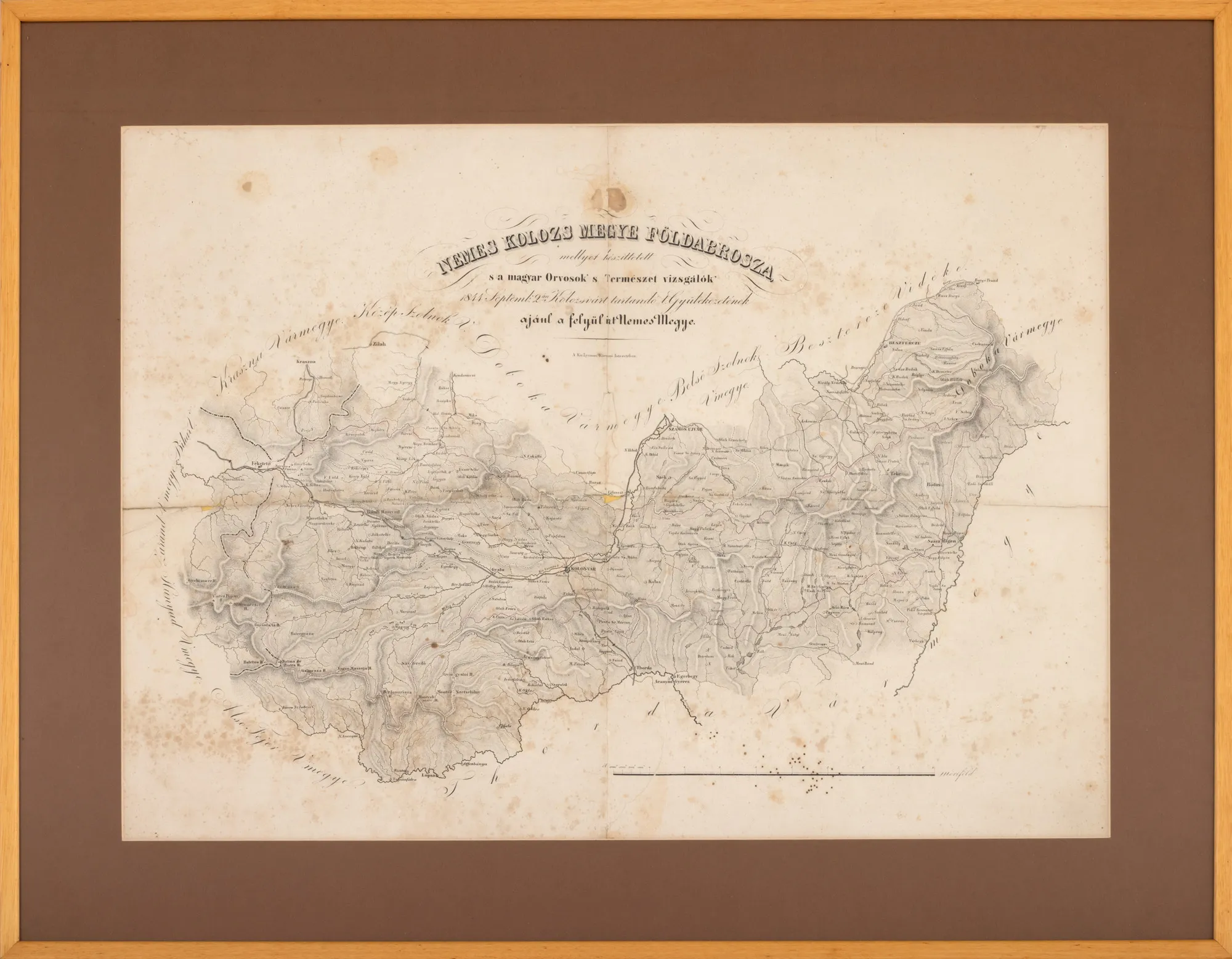 Harta ținutului Cluj, de Gábor Hevenesi, 1844, de colecție
