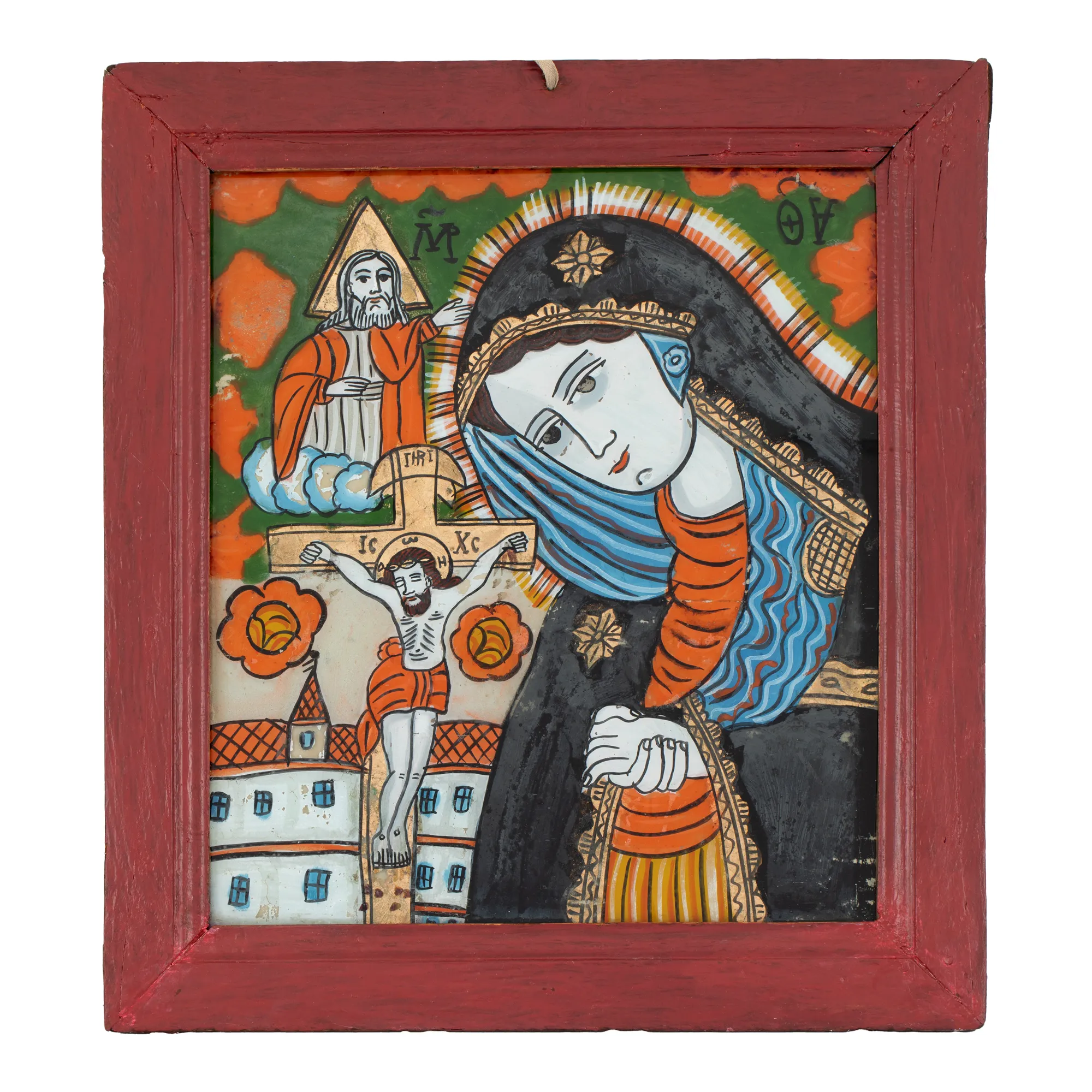 Icon on glass, "The Mourning Virgin Mary", workshop in Brasov Schei, second half of the 19th century