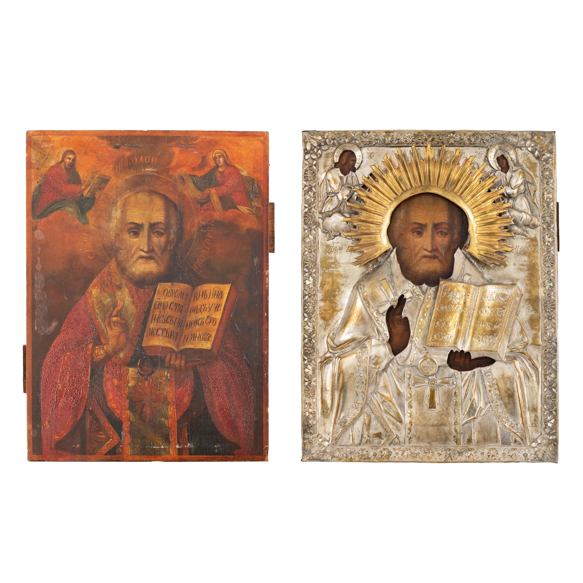 Icoană pe lemn, cu ferecătură, ”Sfântul Nicolae”, școală rusească, sec. XIX