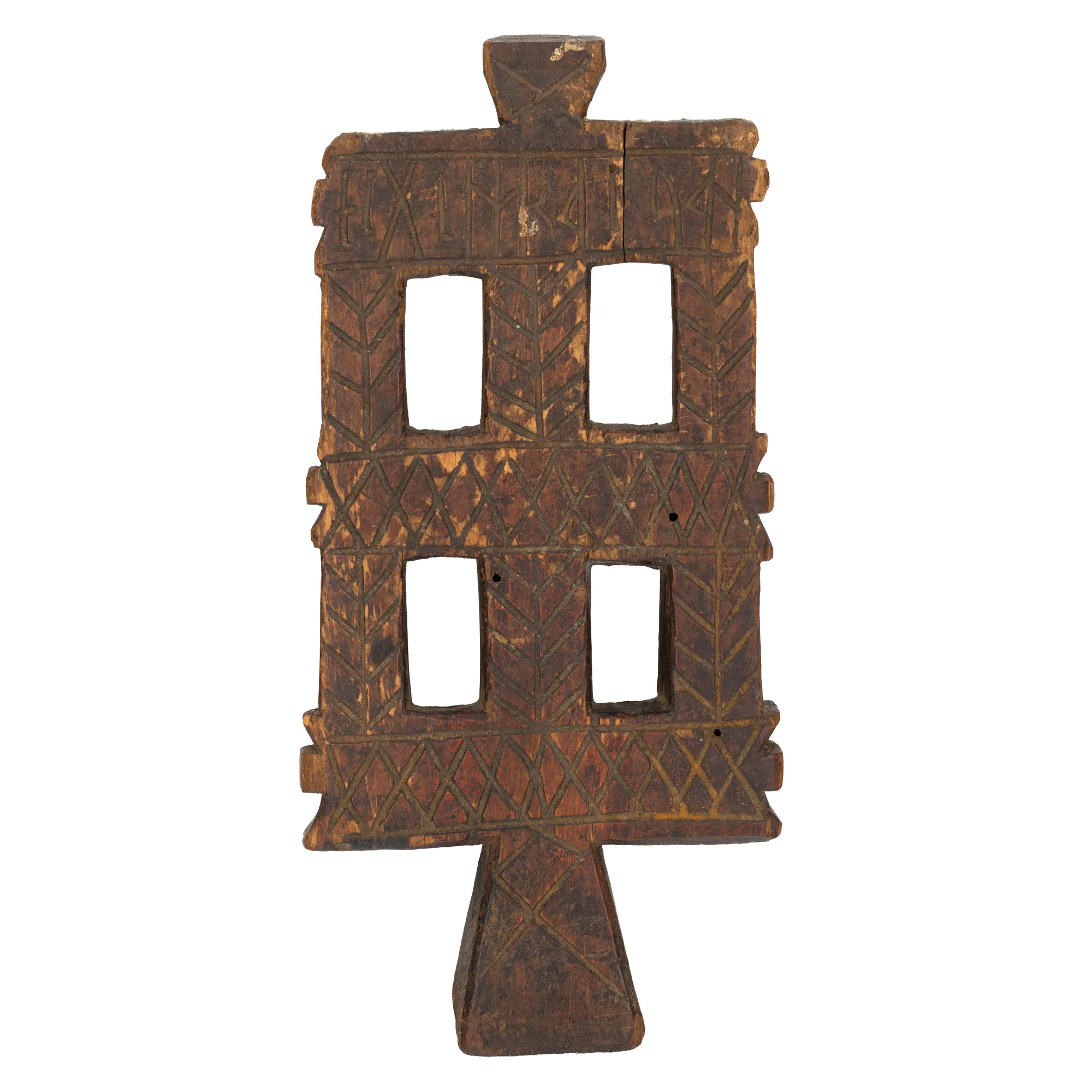 Wooden pitcher, decorated with rhombic motif and fir spike, Oltenia, early 20th century