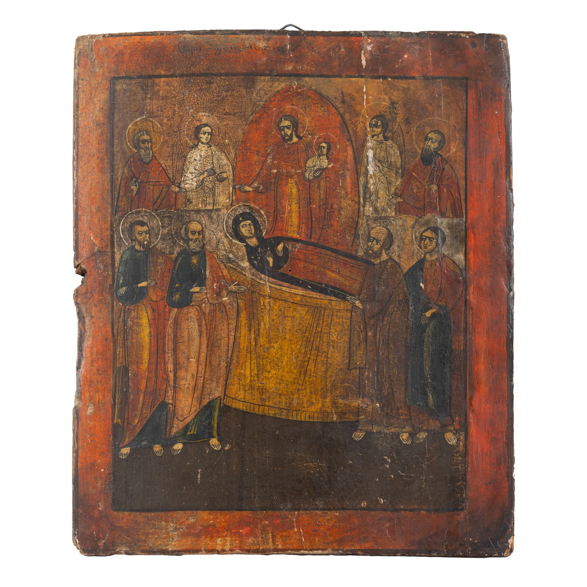 Icon on wood, "The Dormition of the Mother of God", Russian school (Kholui), 19th century