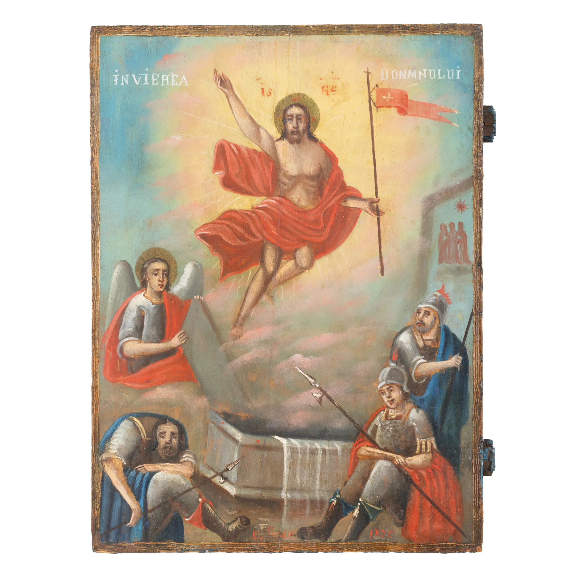Icon on wood, "Resurrection of the Lord", signed C. Popescu, 18[95], collector's item