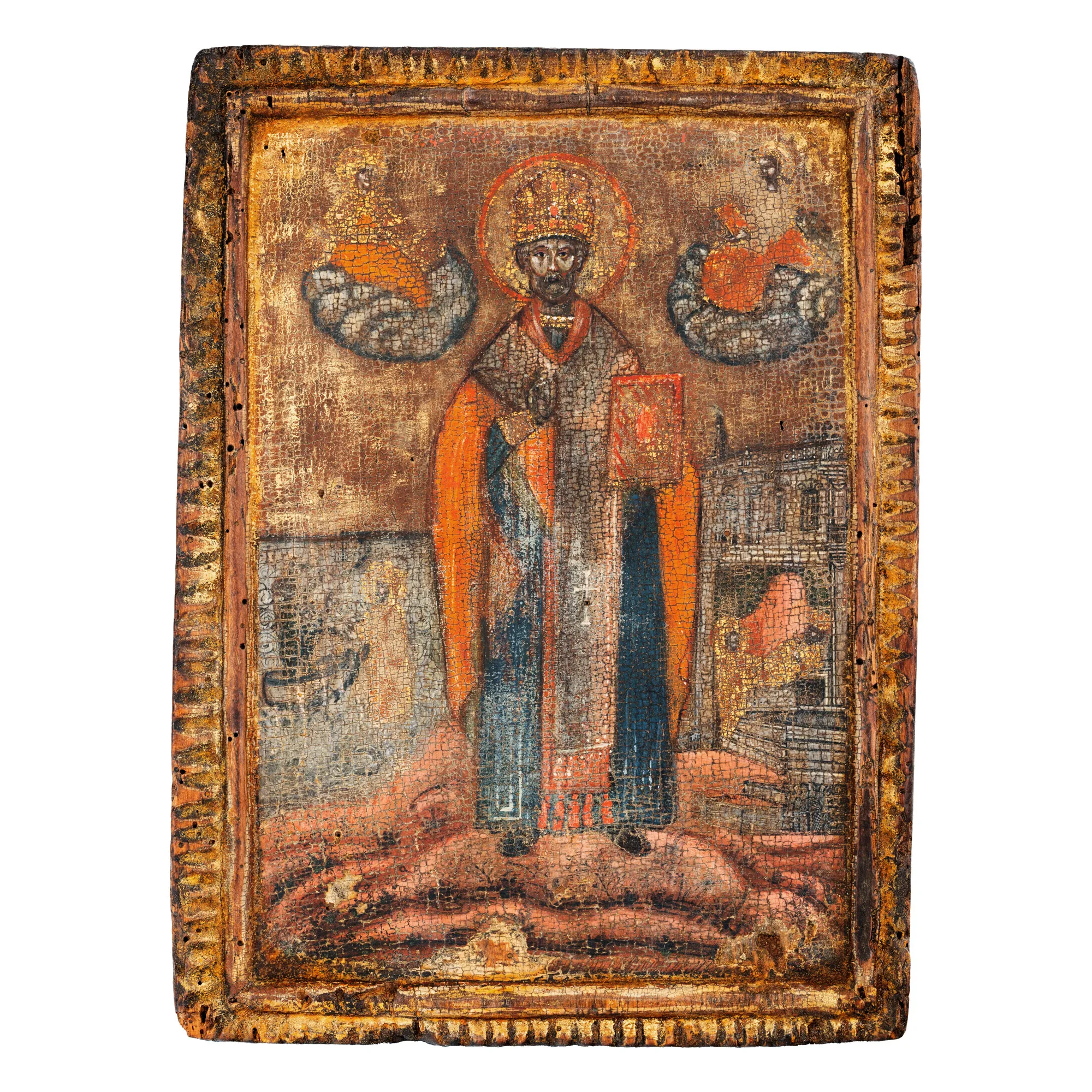 Icoană pe lemn, ”Sfântul Nicolae”, școală grecească, a doua jumătate a sec. XVIII