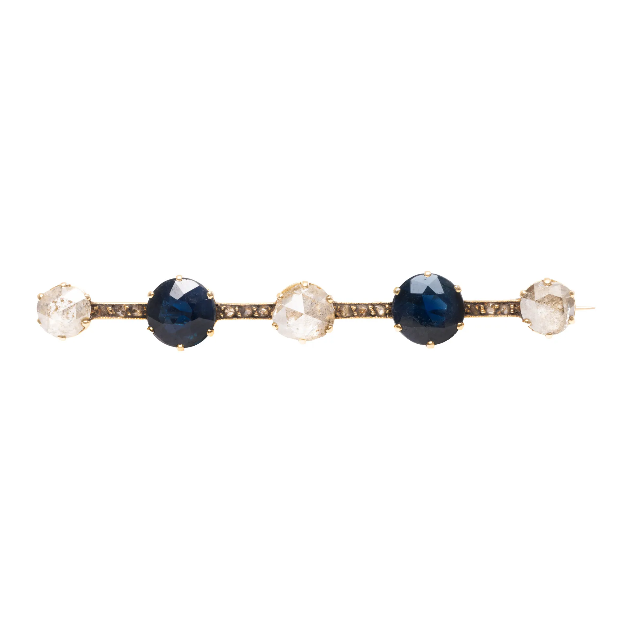 Broșă din aur, decorată cu alternanță de diamante și safire