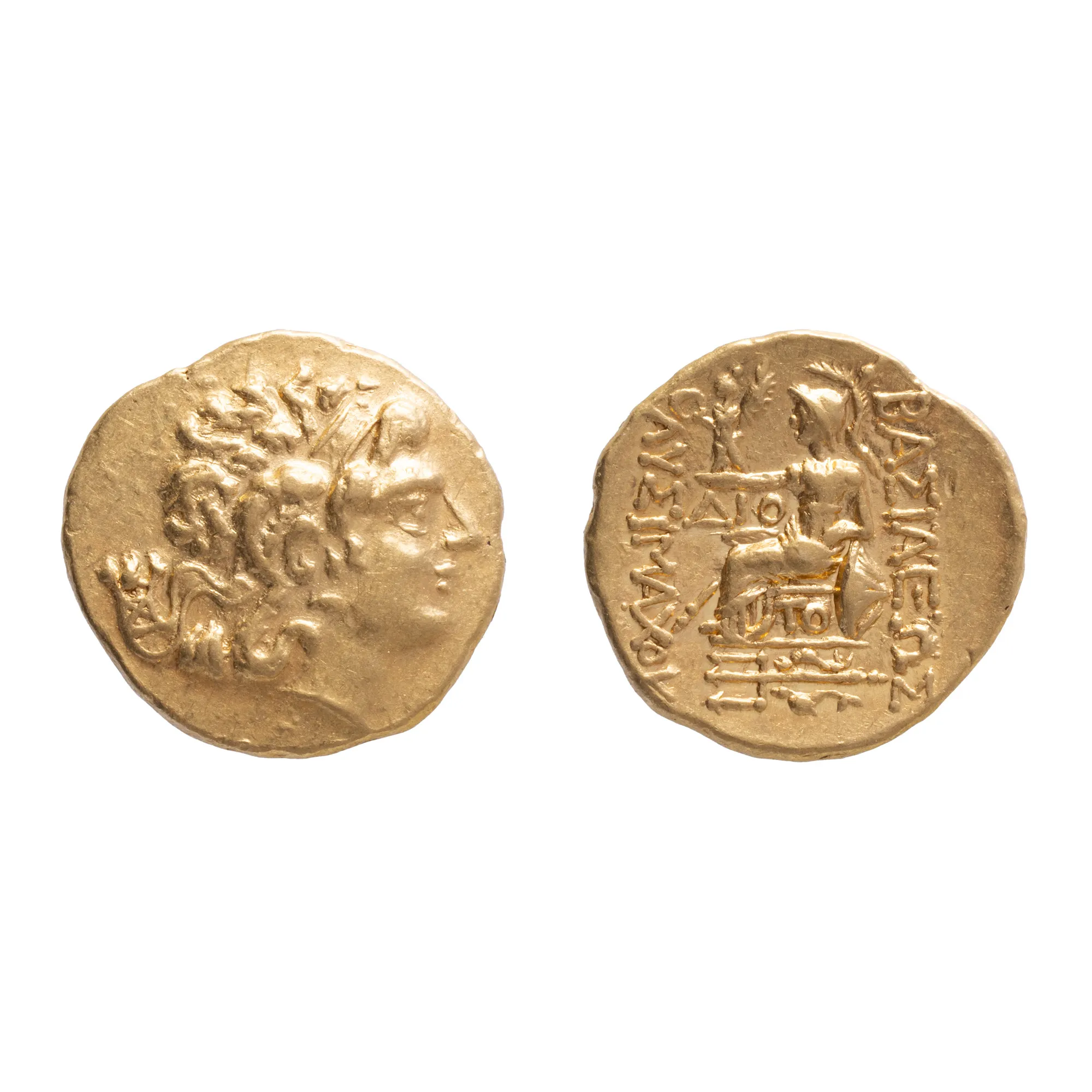 Monedă Stater, Mithridates VI Eupator, Regele Pontului, în numele lui Lysimachos, bătută la Tomis, cca. 88-86 î.e.n., aur, piesă de excepție