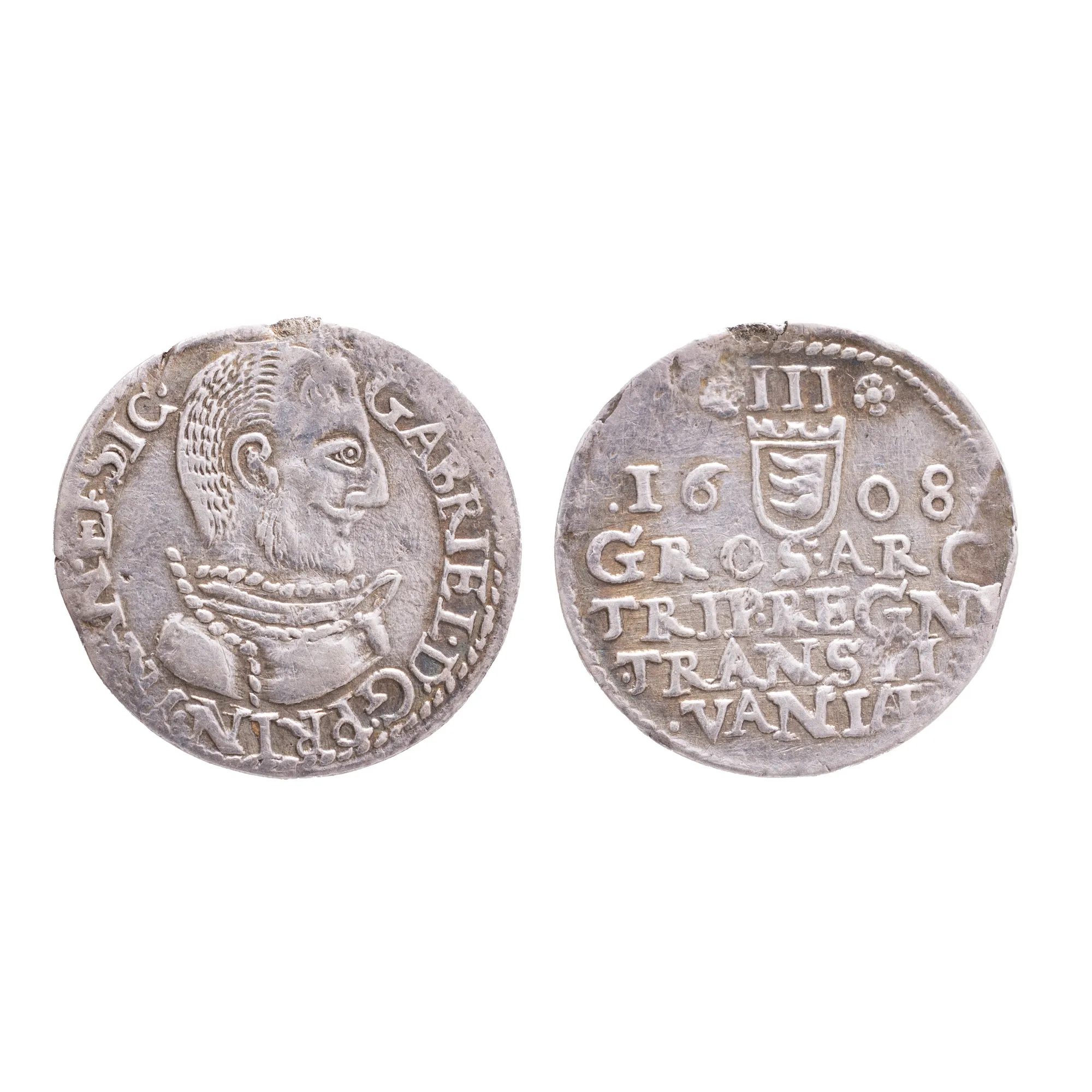 Monedă Troiac (3 Groși), Gabriel Bathory, Principatul Transilvaniei, 1608, argint