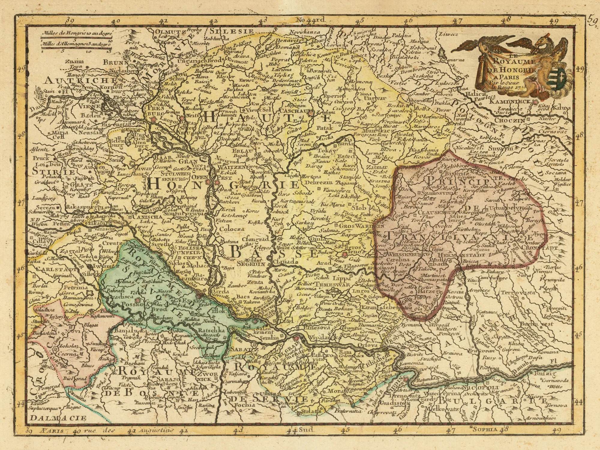 "Map 'Kingdom of Hungary', by George Louis Le Rouge, Paris, 1743"