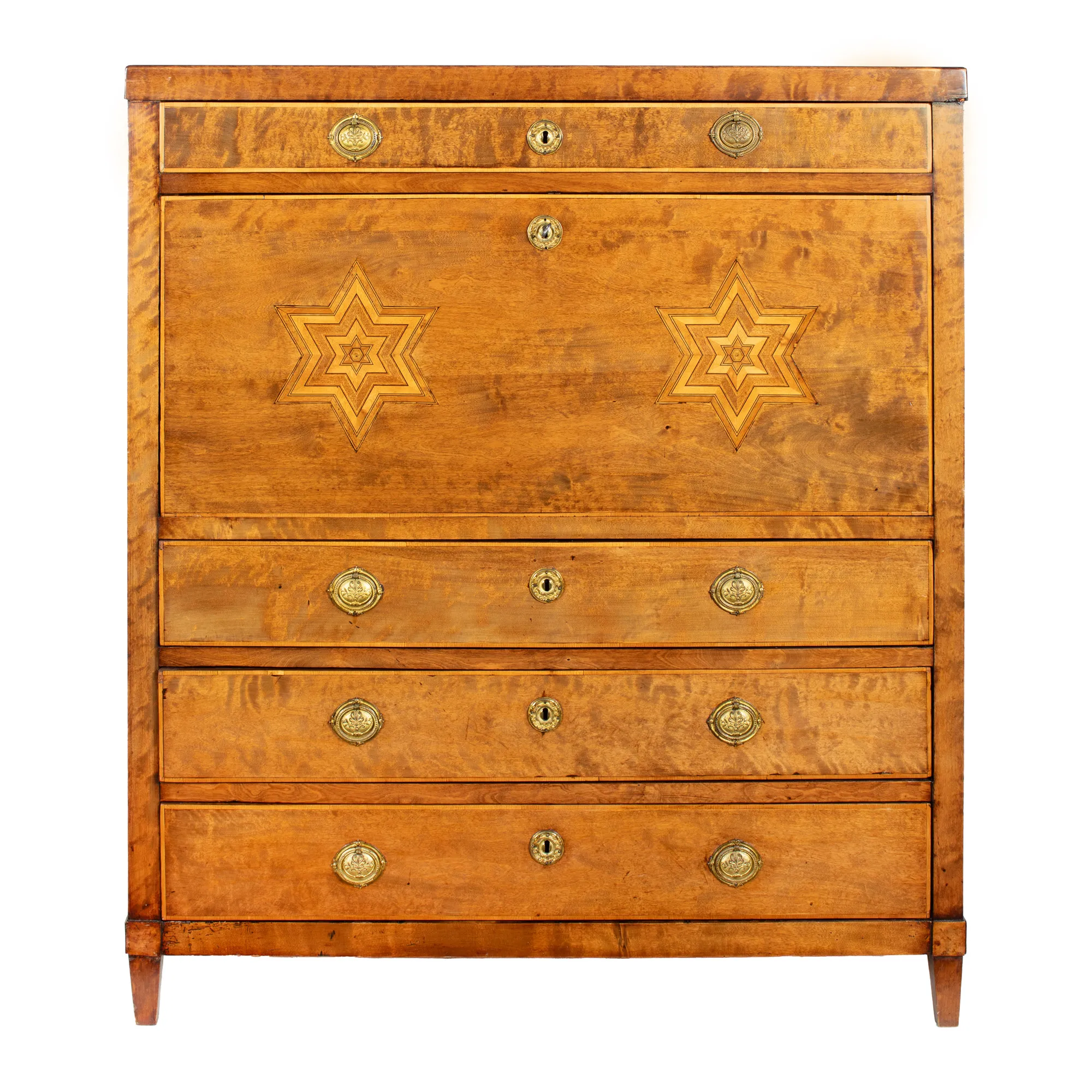 Biedermeier Secretary, decorated with "compass rose", 19th century