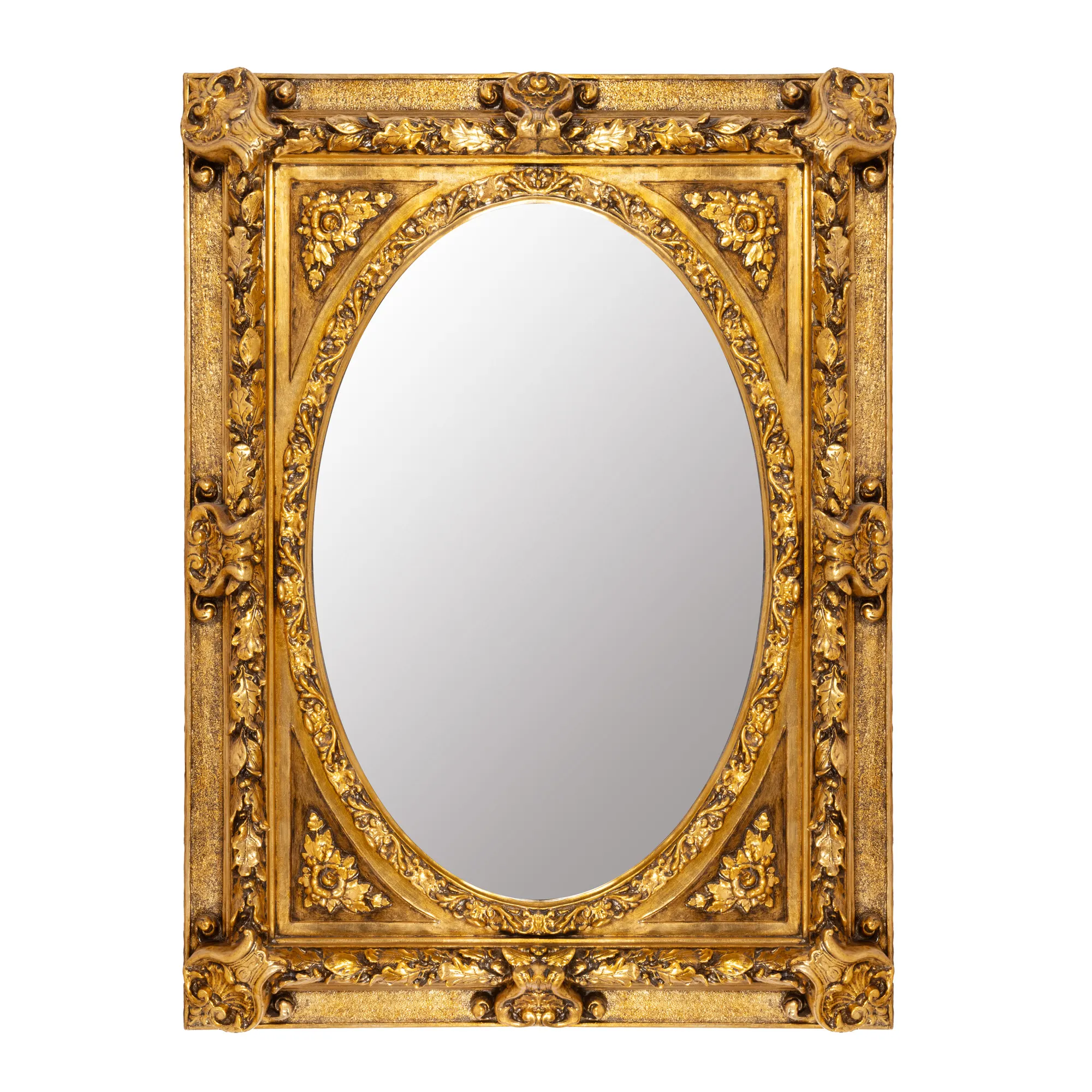Parietal mirror, decorated with rich decor and Rocaille elements