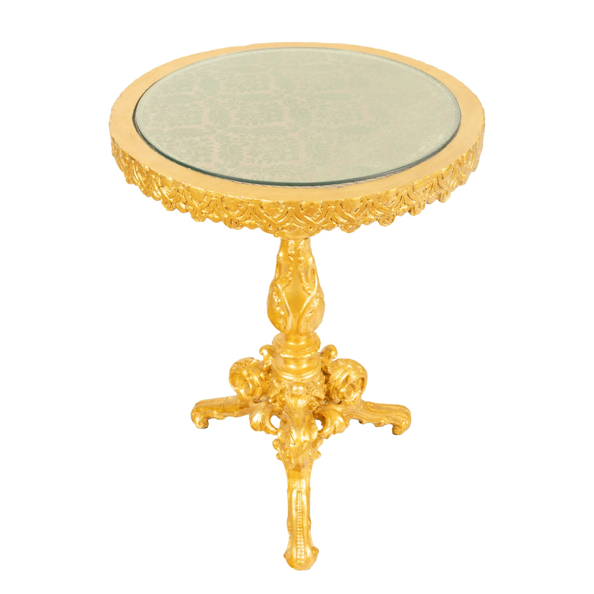 Regency gilded wooden table, adorned with palmettes and vegetal elements, early 20th century