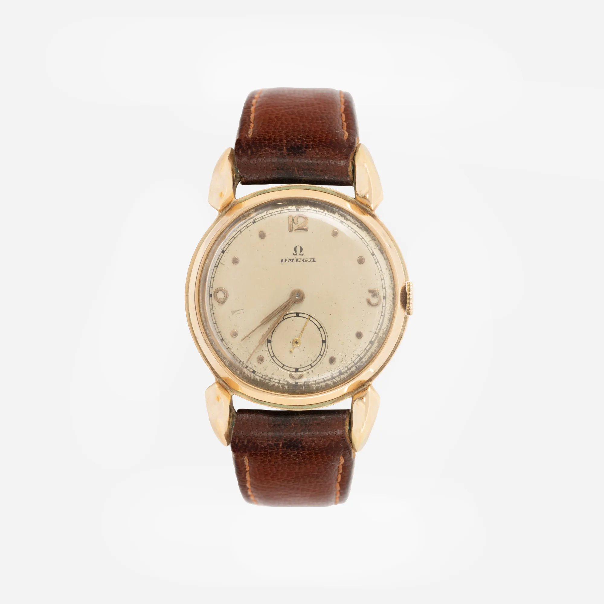 Ceas Omega Calatrava "Fancy lugs", din aur, de mână, bărbătesc, însoțit de cutia de perioadă