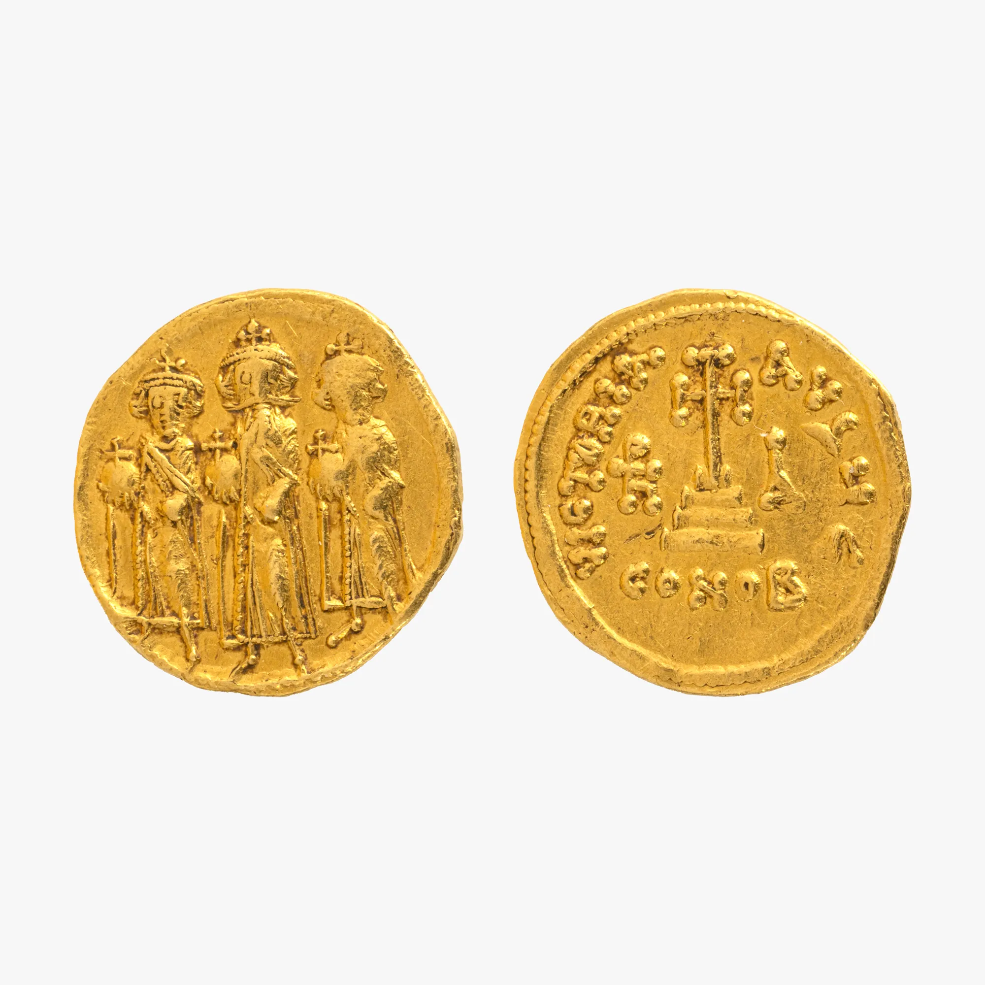 Monedă Solidus, Heraclius, Imperiul Bizantin, 637–638 e.n., aur, cu certificat