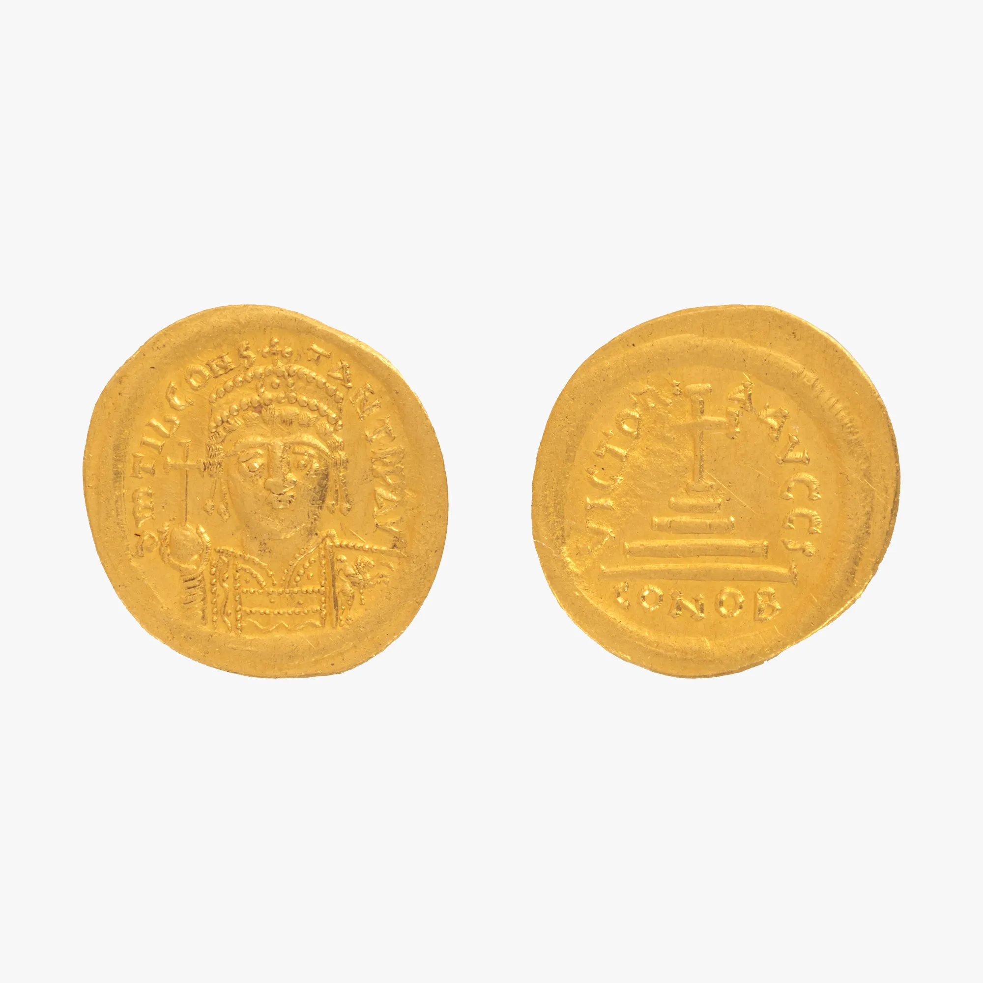 Solidus Coin, Tiberius II Constantine, Byzantine Empire, 578–582 AD, Gold