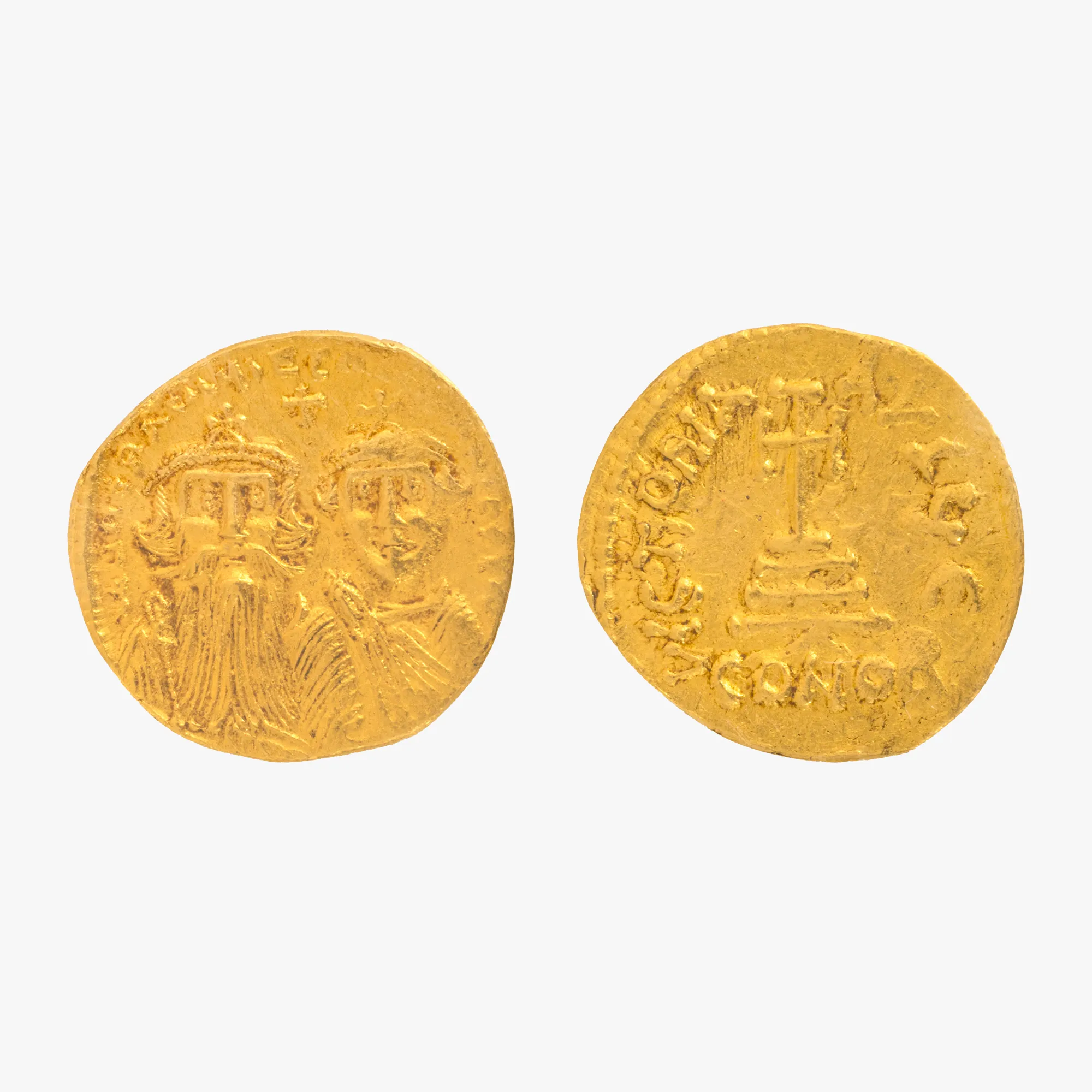 Monedă Solidus, Heraclius și Heraclius Constantin, Imperiul Bizantin, 629-632 e.n., aur, provine din colecția galeristului Robert Erskine