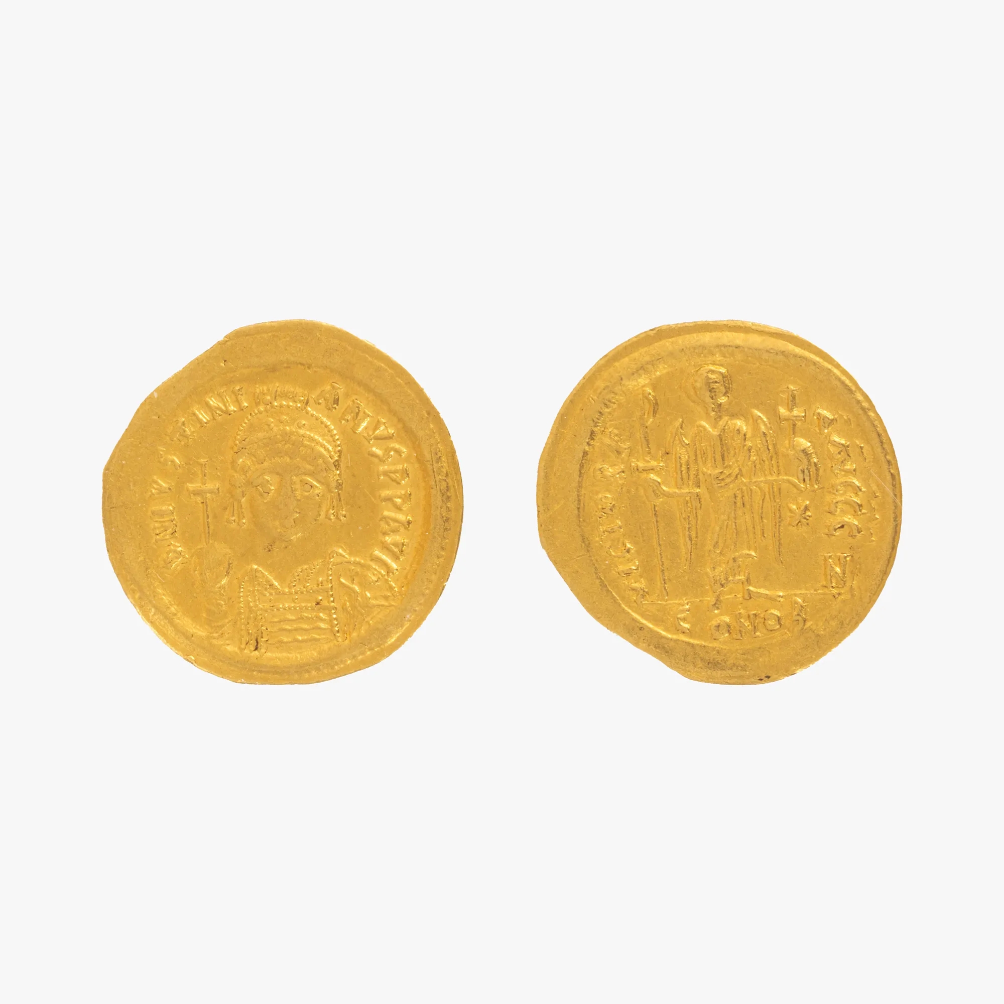 Monedă Solidus, Iustinian I cel Mare, Imperiul Bizantin, 542–565 e.n., aur