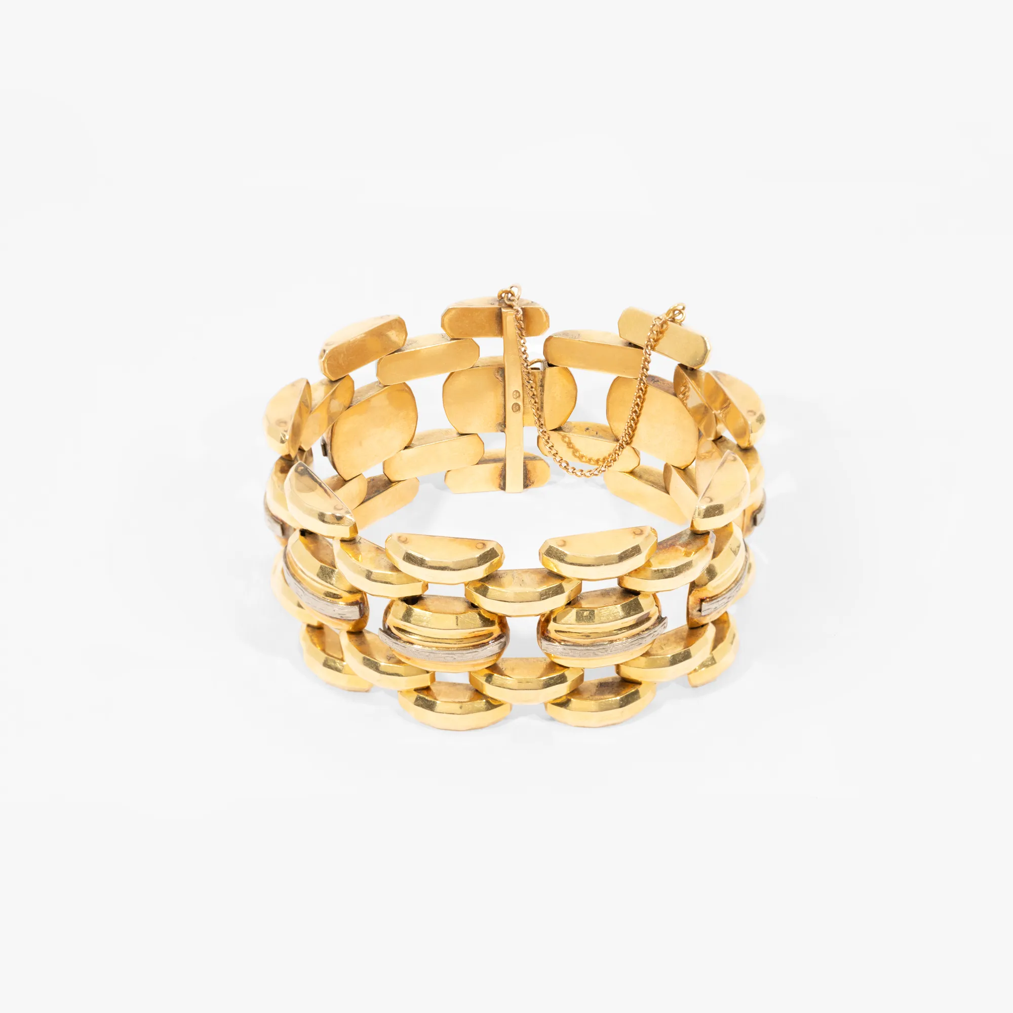 Bicolor gold bracelet inspired by Art Deco