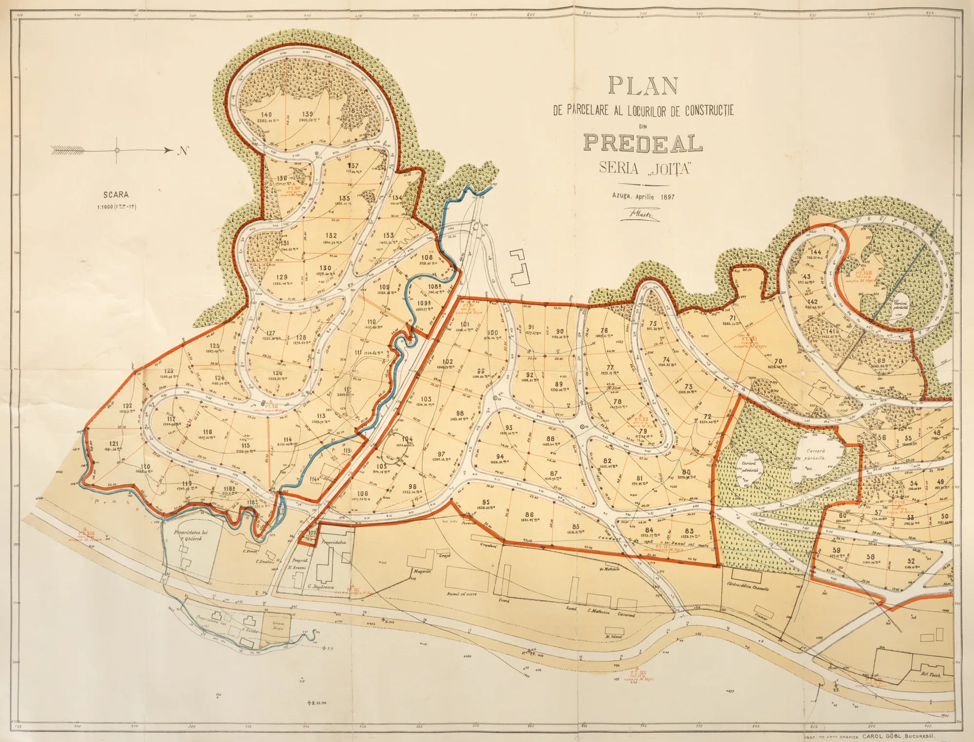 ”Plan de parcelare al locurilor de construcție din Predeal - seria Joița”, Azuga, 1897