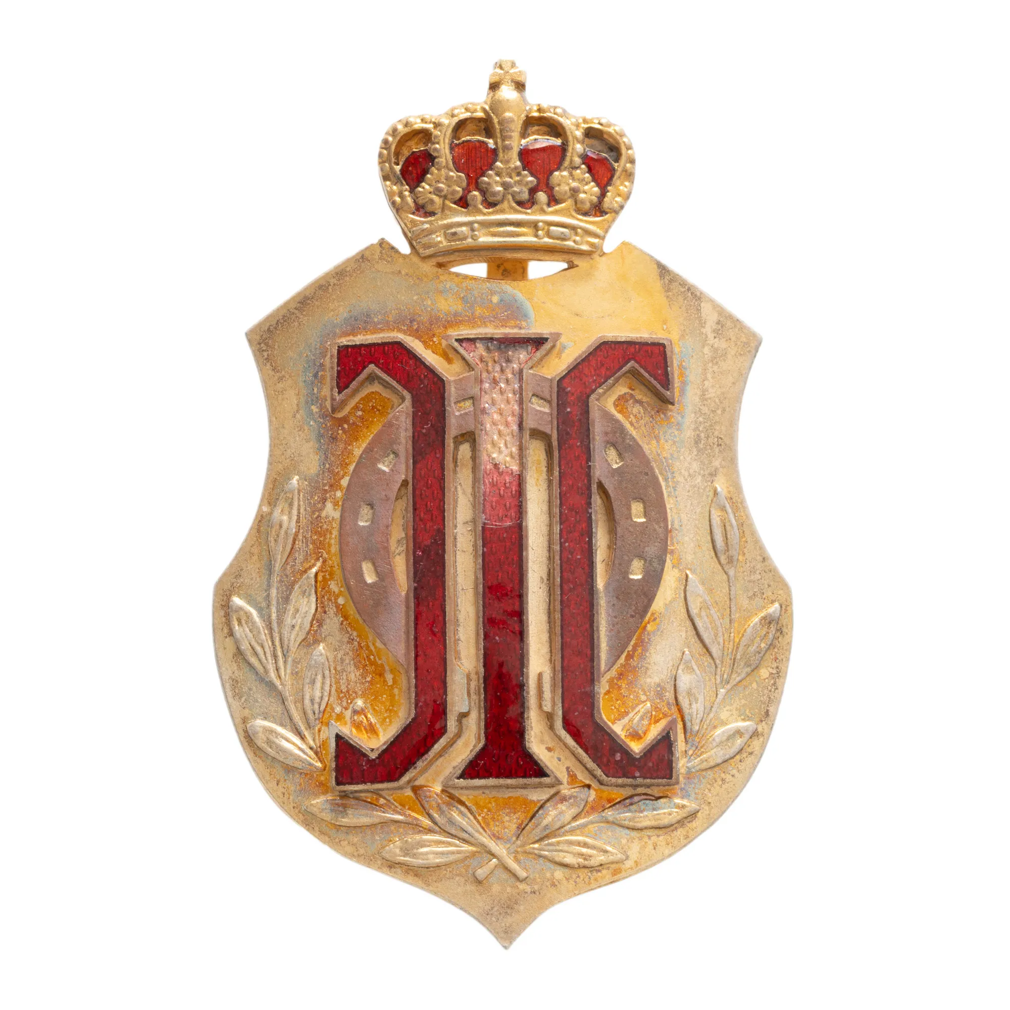 Insignă, 7 ani de serviciu, pentru ofițeri, Centrul de Instruire al Cavaleriei, perioada interbelică, argint