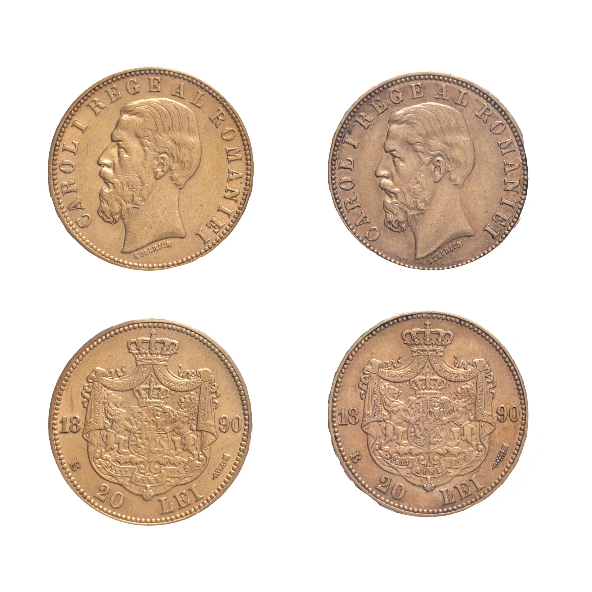 Lot format din două monede 20 Lei, Carol I, 1890, aur