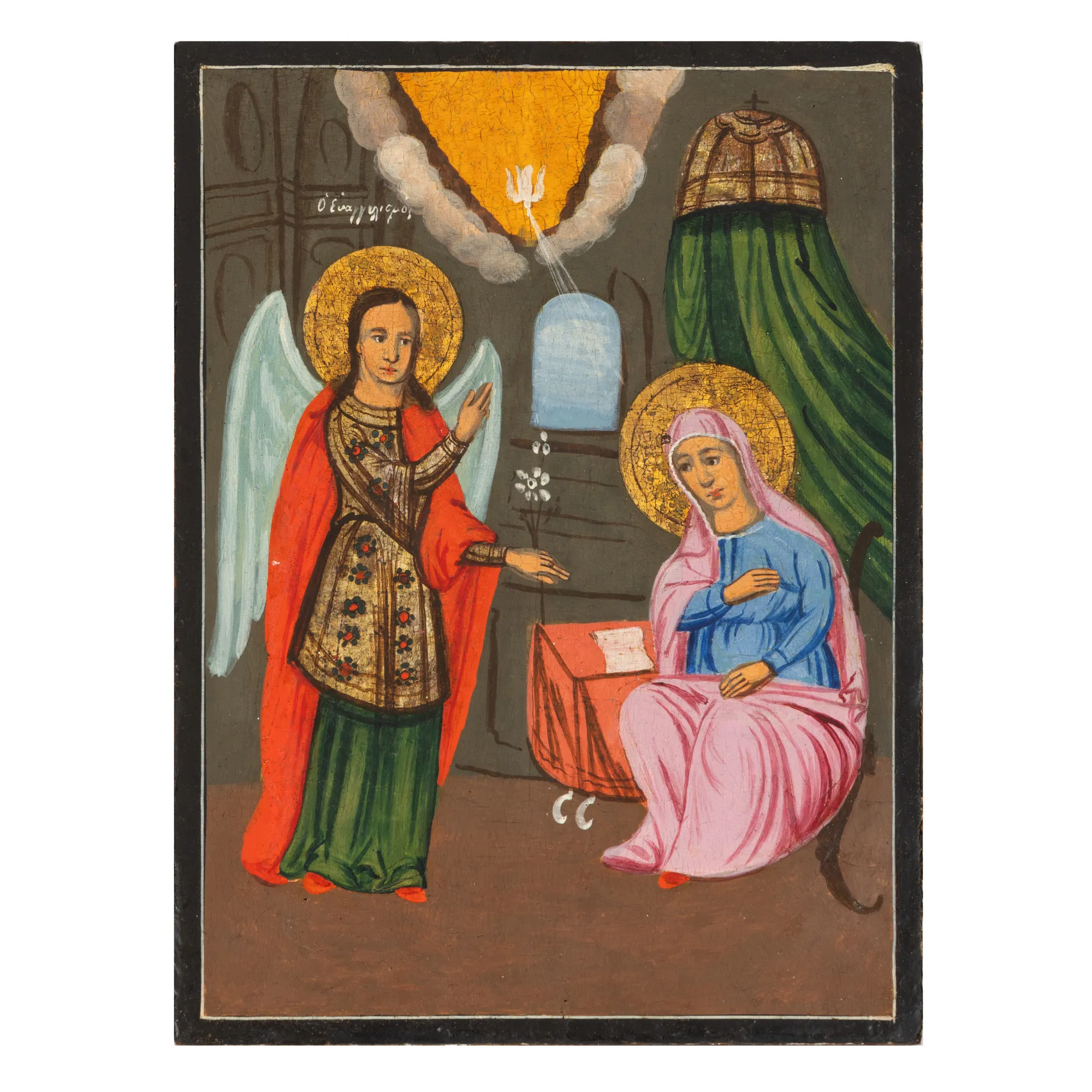 Icon on wood, "Annunciation", Greek school, 19th century