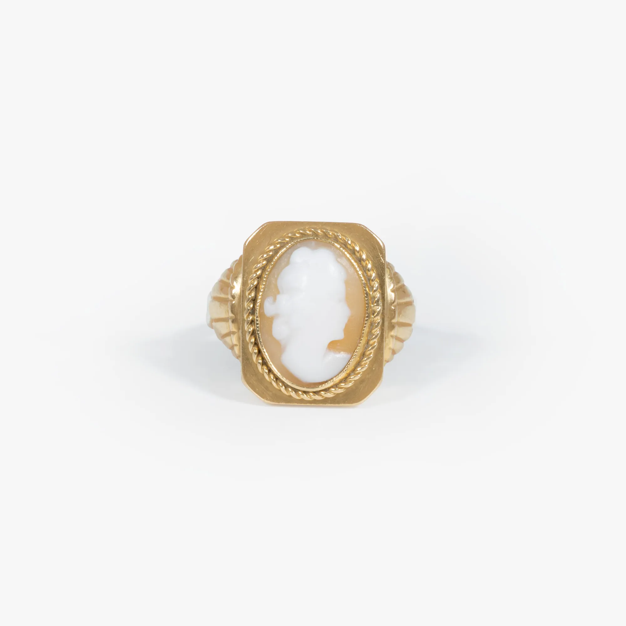 Gold ring, decorated with cameos, illustrating a female profile
