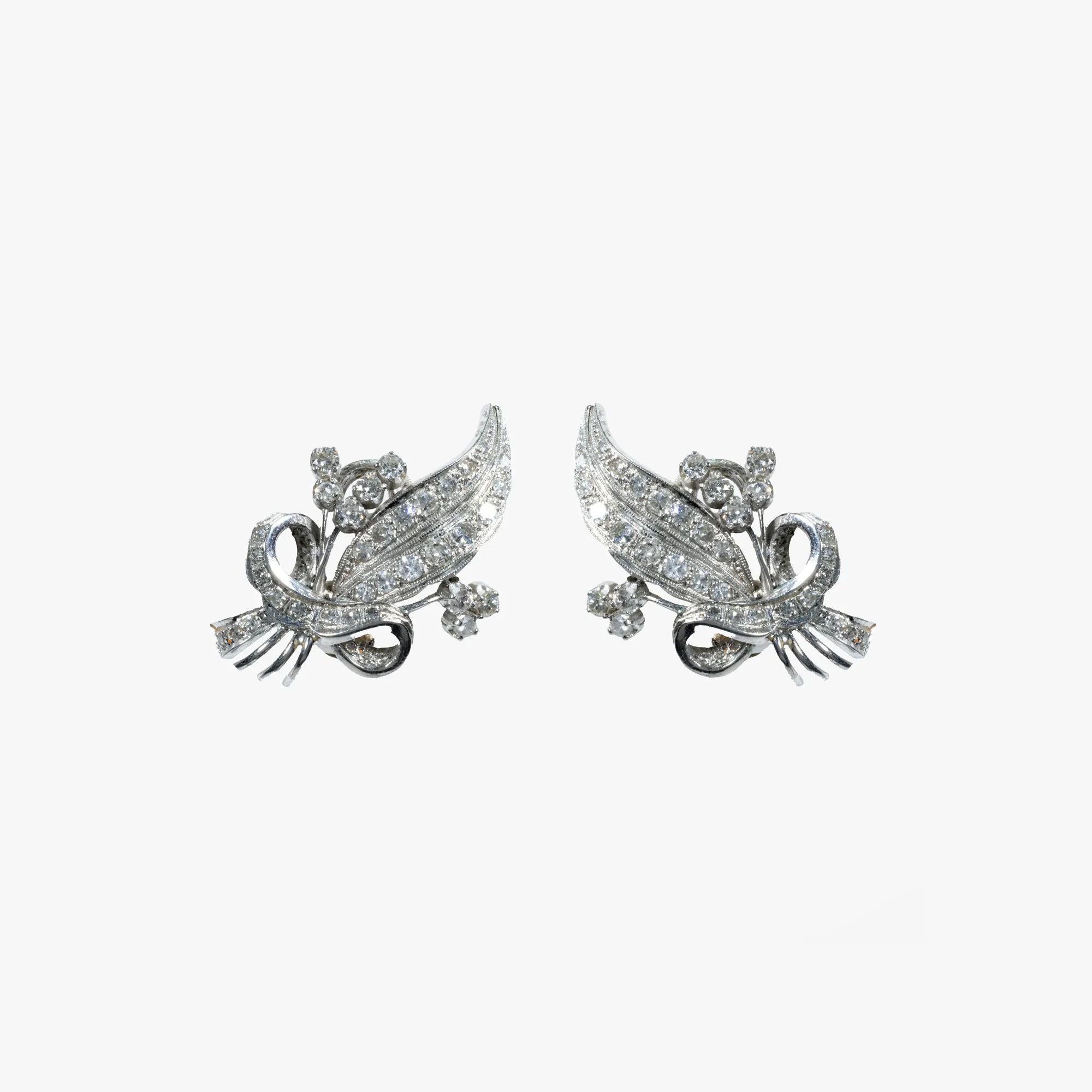 "Diamond Bouquet" - pair of platinum and gold earrings, decorated with diamonds