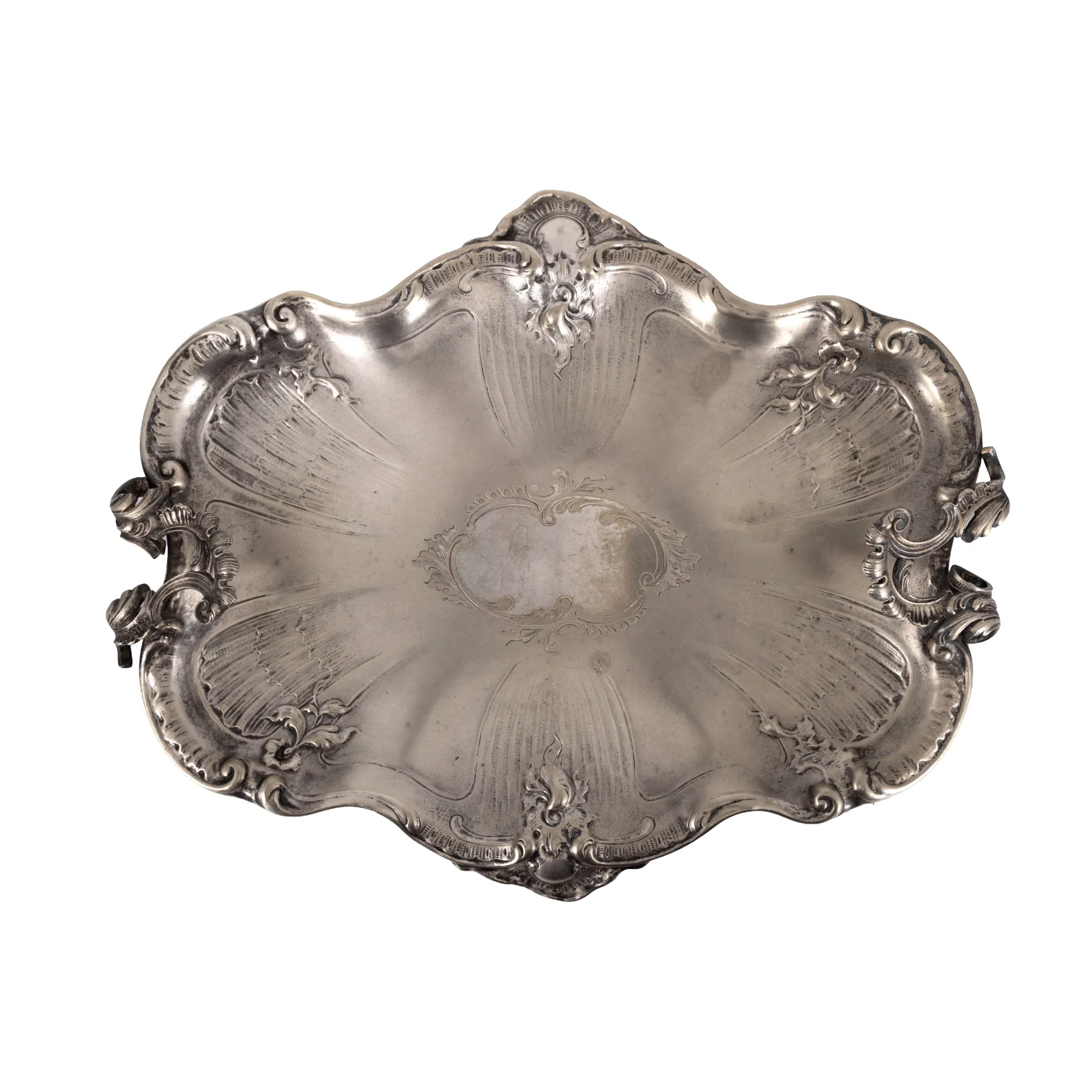 Tray in Neo-Rococo style, silver-plated metal, circa 1900