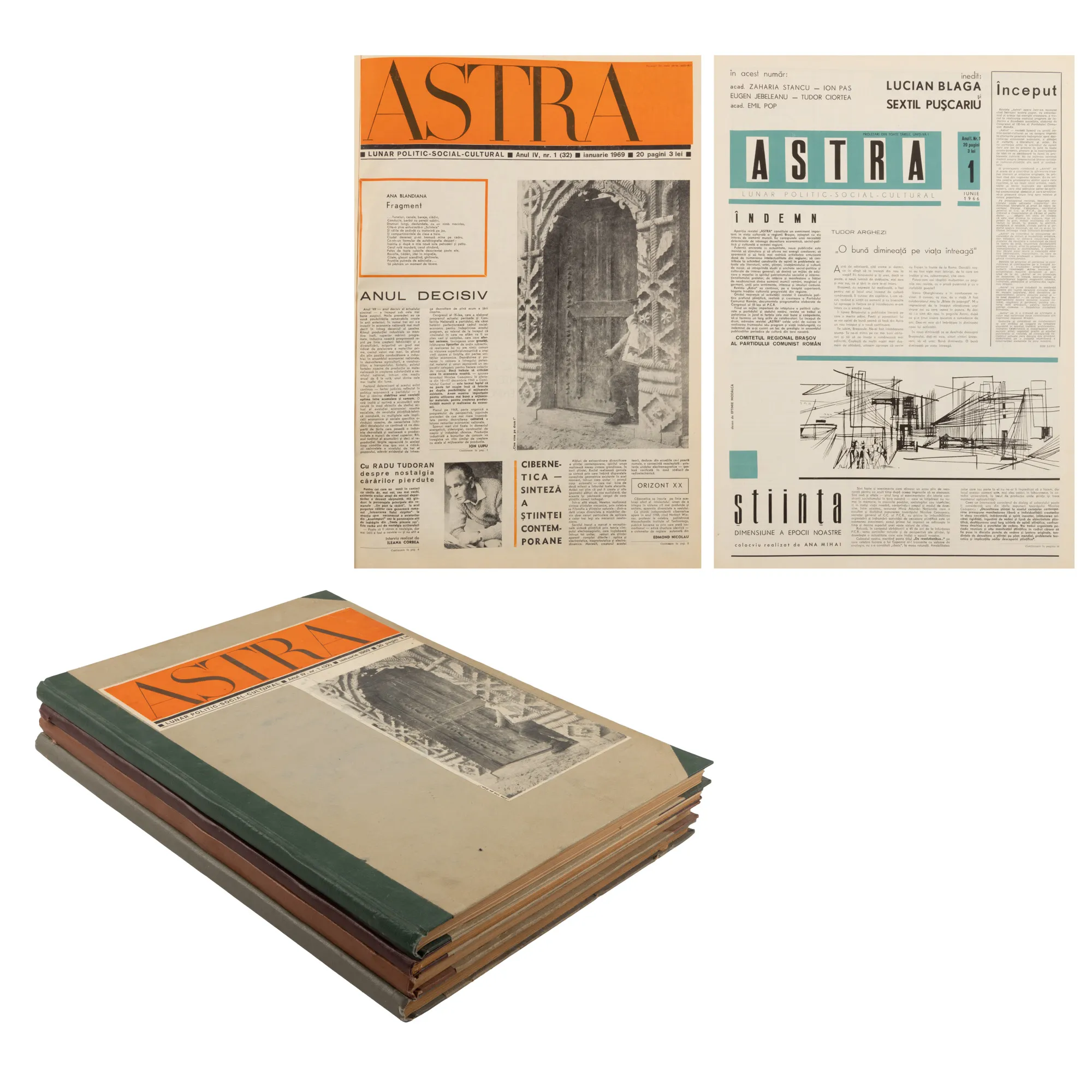 Lot format din colegat revista ”Astra”, patru volume, Sibiu, anii I-IV, 1966-1969, provin din colecția scriitorului Vania Gherghinescu