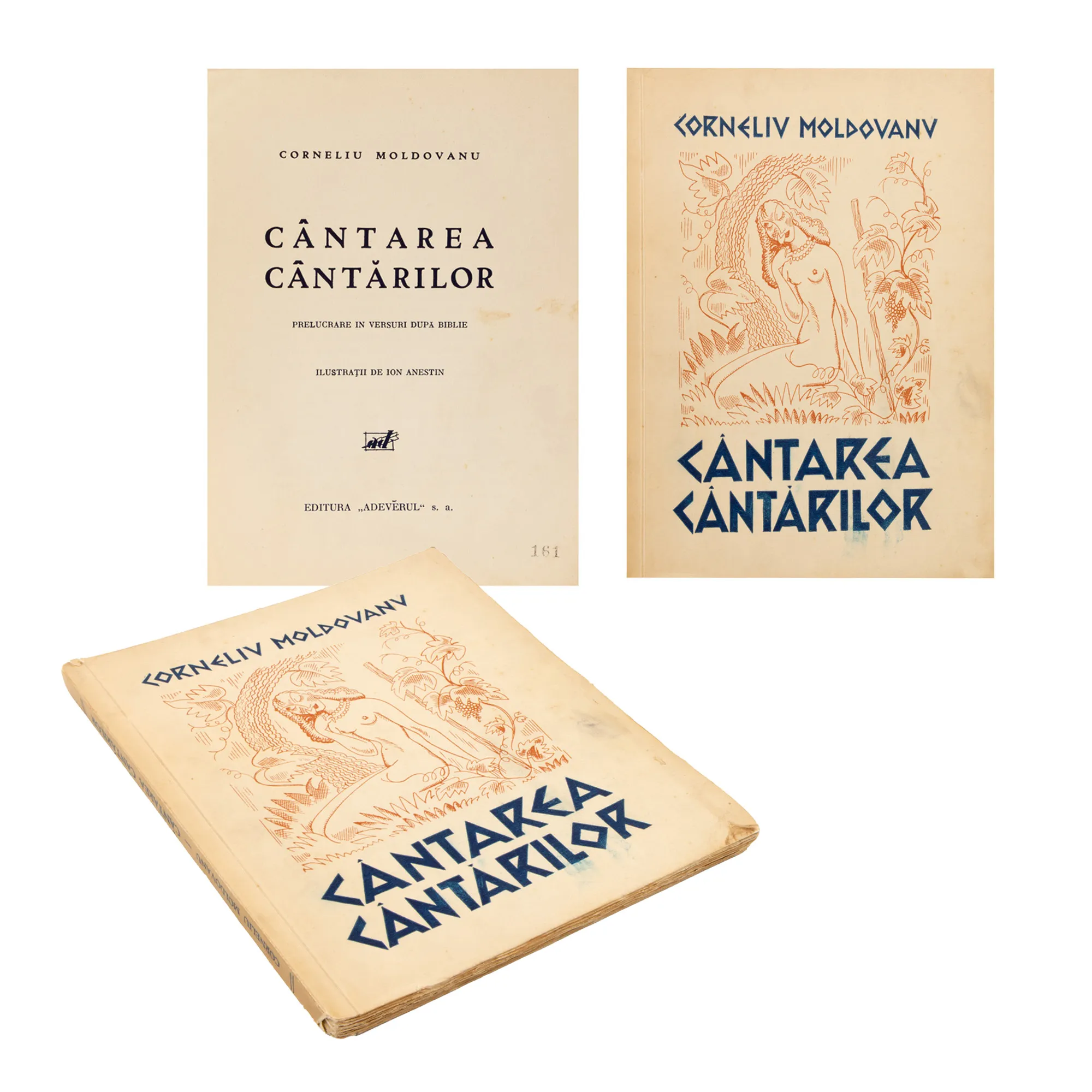 ''Cântarea cântarilor'', de Corneliu Moldovanu, București, 1908, cu ilustrații de Ion Anestin, provine din colecția scriitorului Pericle Martinescu