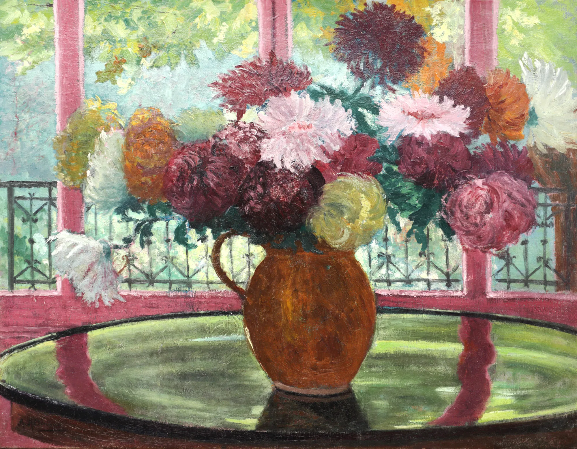 Vase with chrysanthemums
