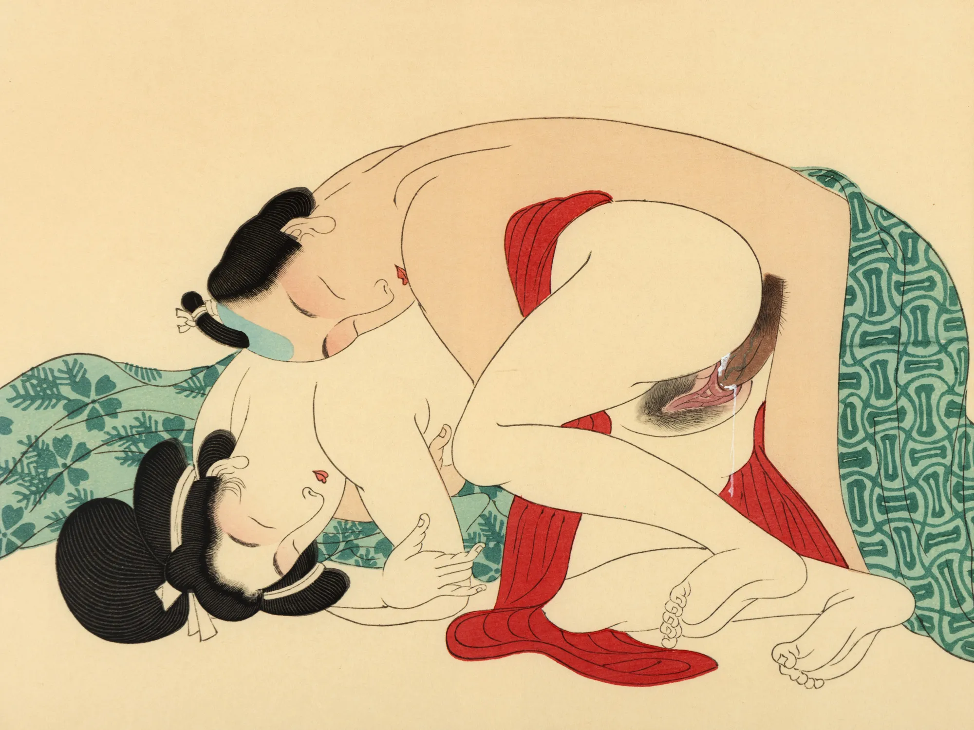 Shunga (scenă erotică), reprezentând un cuplu într-o poziție intimă