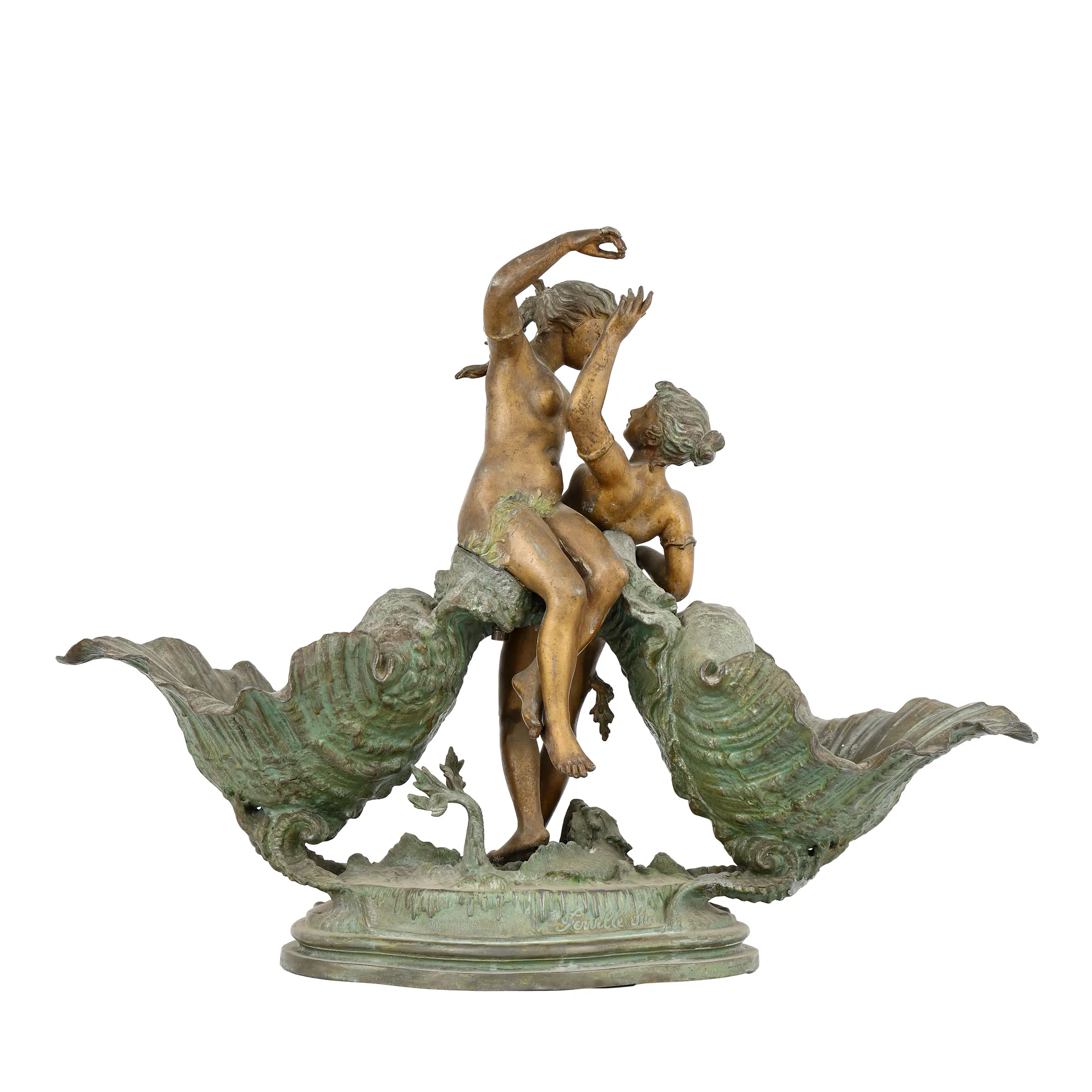 Fructieră decorată cu două nimfe, autor Charles Georges Ferville-Suan, cca. 1900