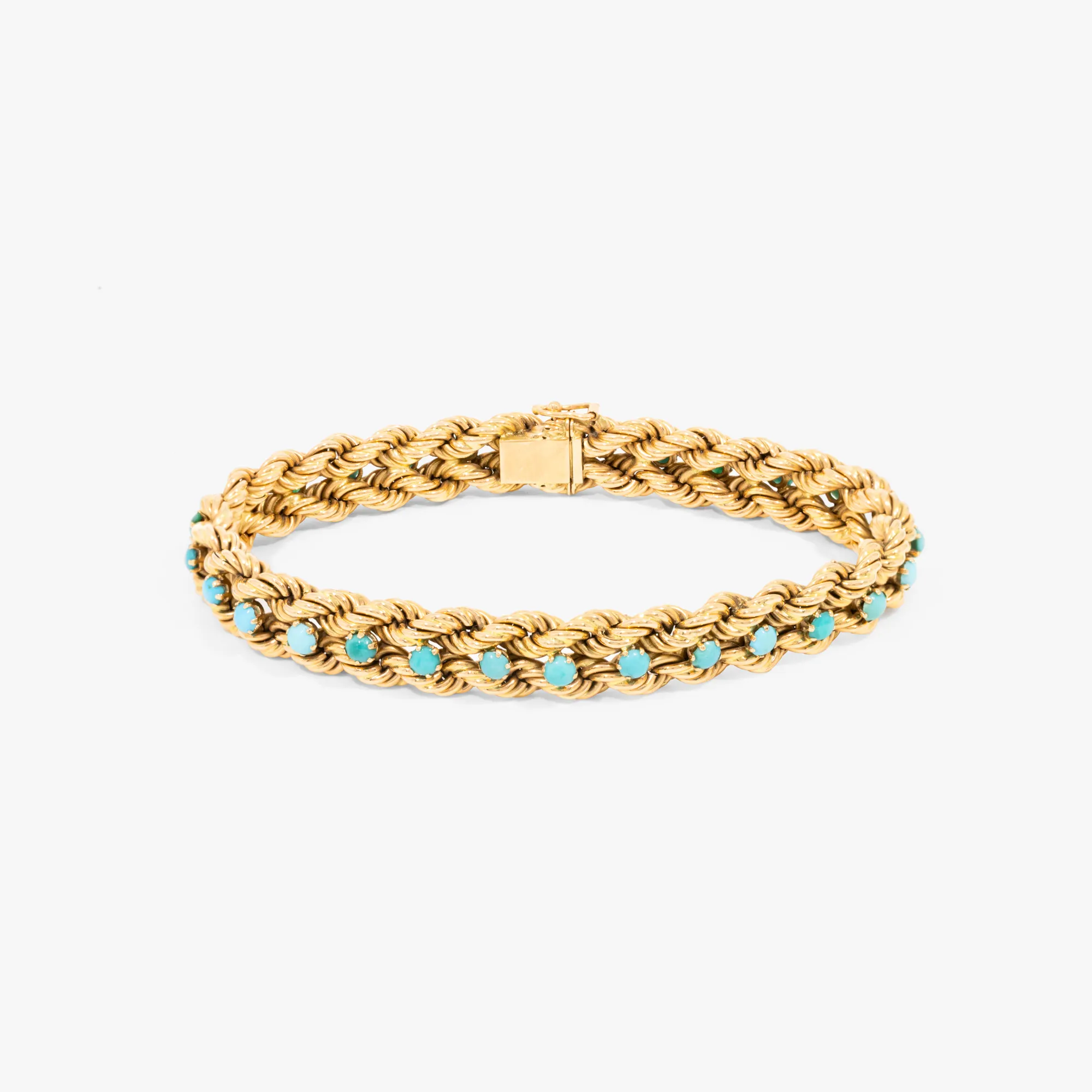 Gold bracelet decorated with turquoises