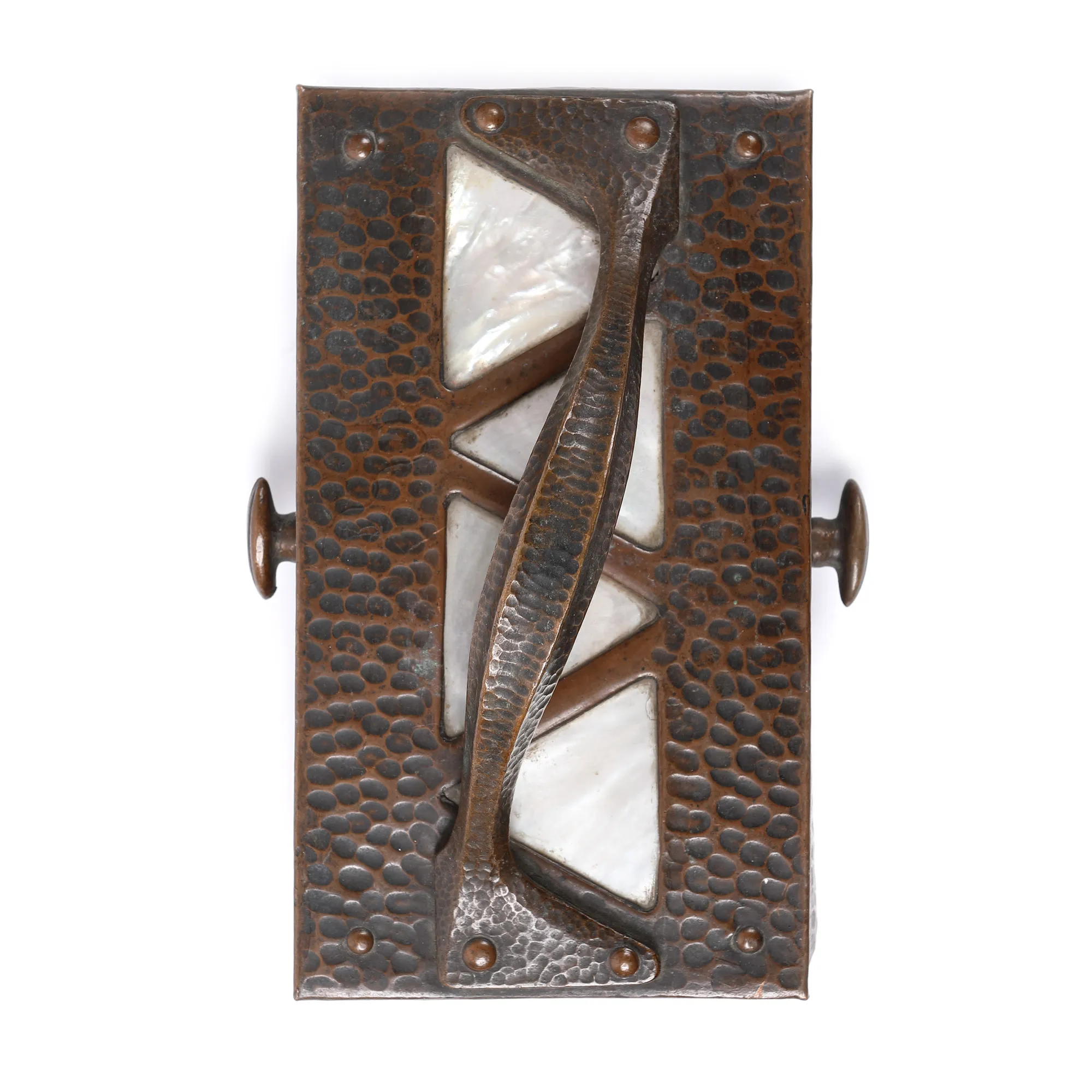 Suport Art Deco pentru sugativă, ornată cu sidef, cu decor martelat, prima jumătate a sec. XX