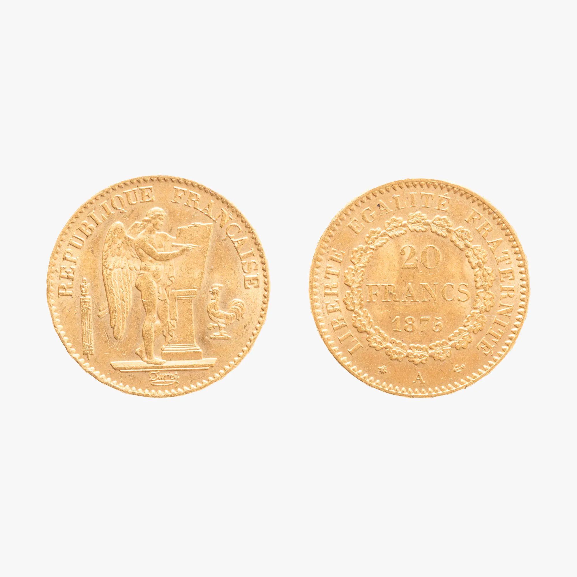 Monedă 20 Franci, a III-a Republică Franceză, 1875, aur