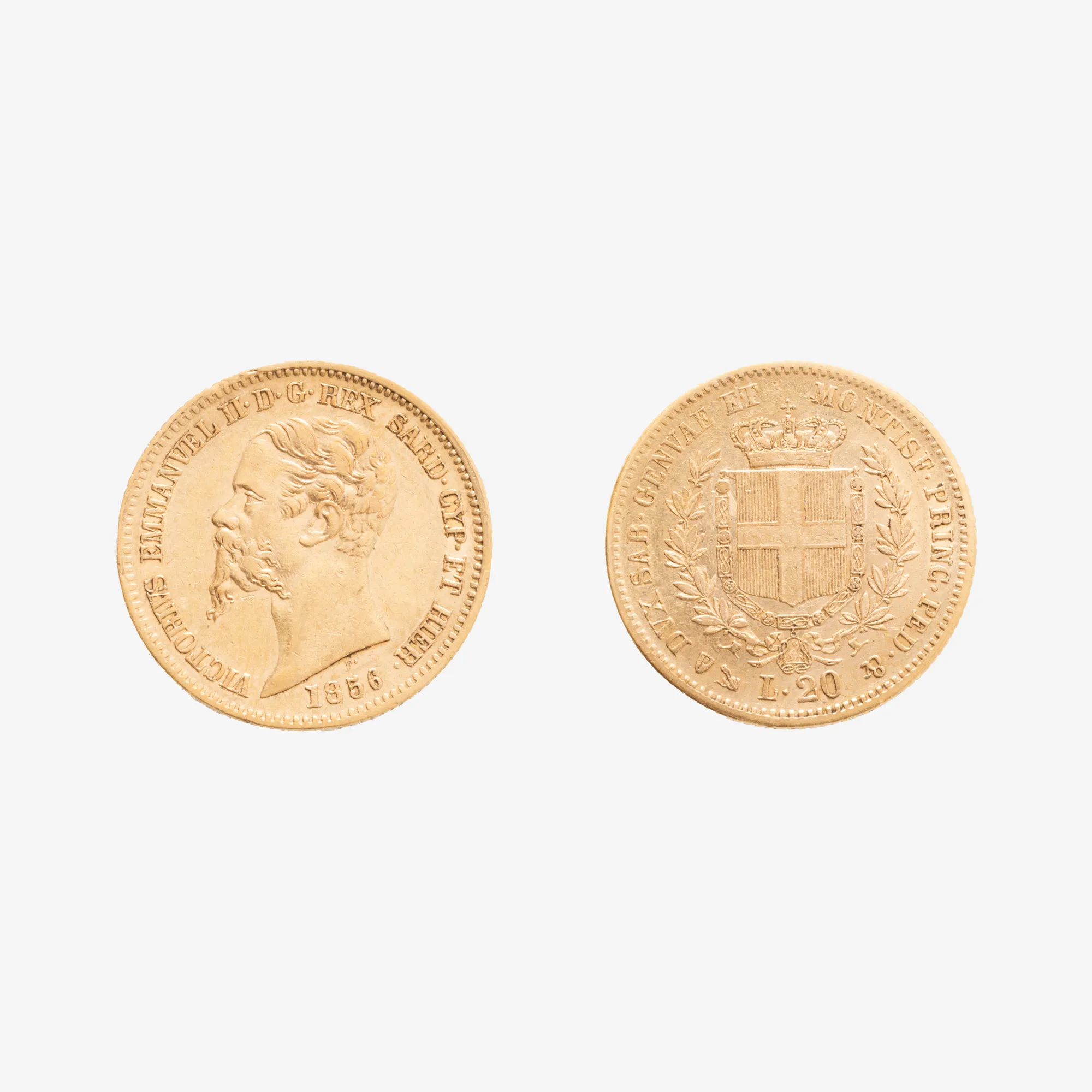 Coin 20 Lire, Vittorio Emmanuel II, 1856, gold