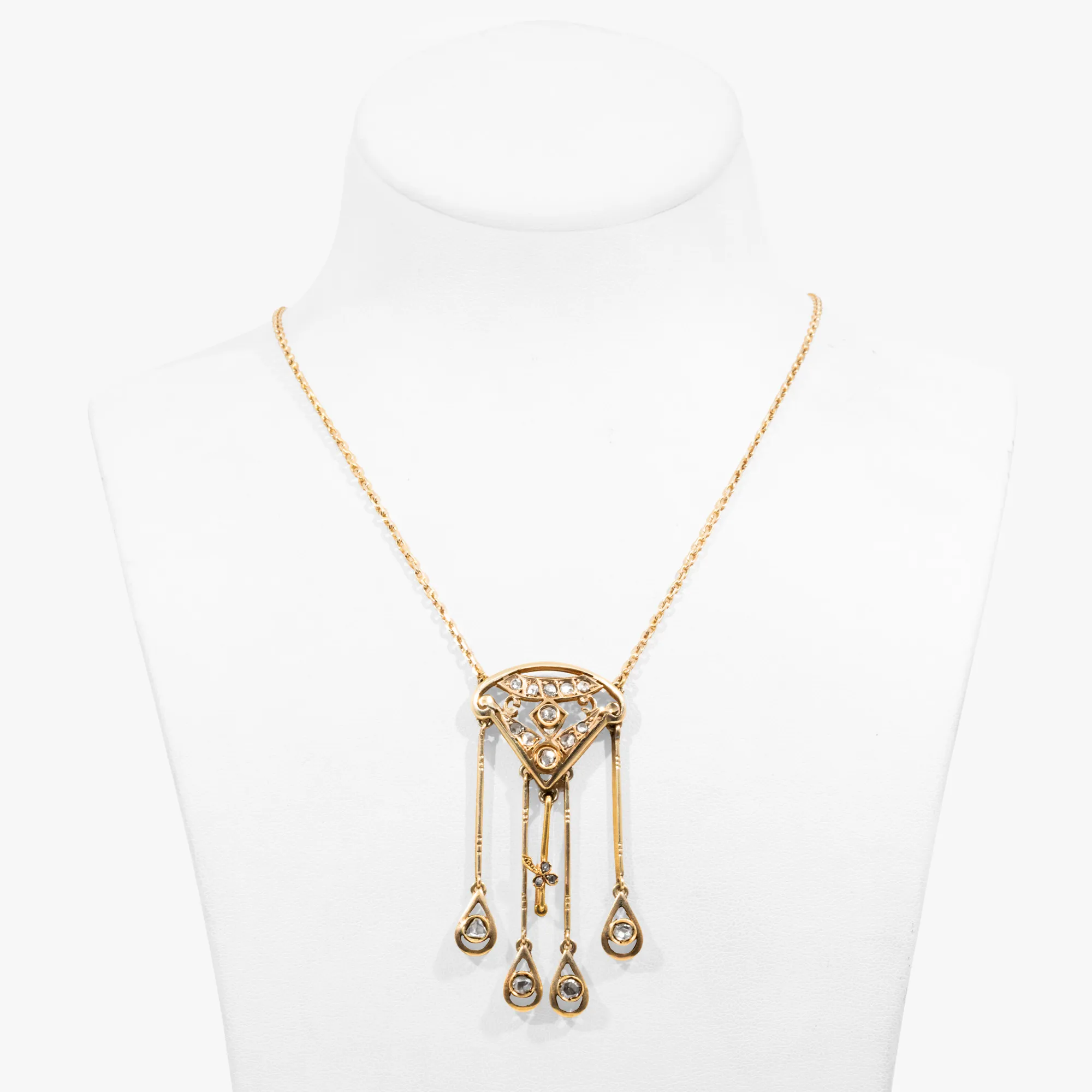 Colier Art Nouveau din aur, decorat cu diamante, începutul sec. XX