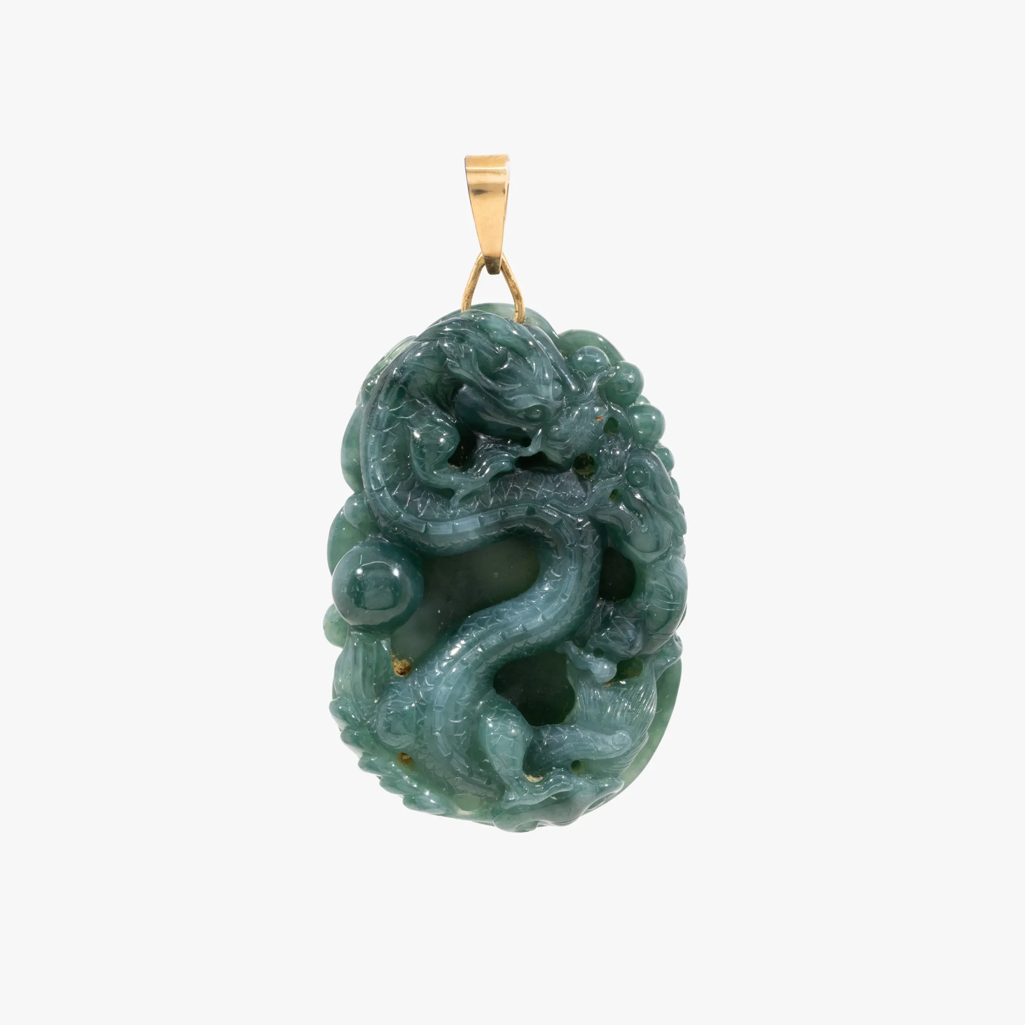 Pandantiv din jad sculptat și aur, sub forma unui dragon, însoțit de certificat suplimentar 