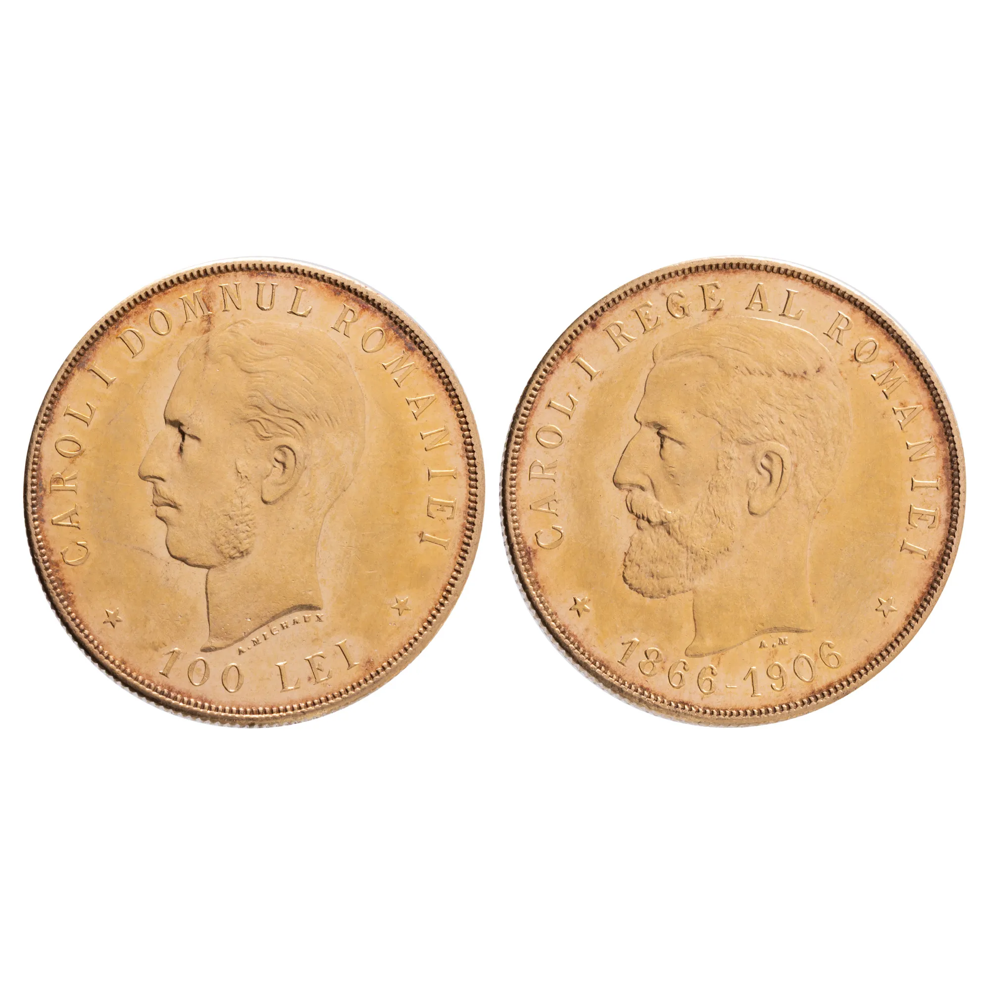 Monedă 100 Lei, Carol I, 1906, aur