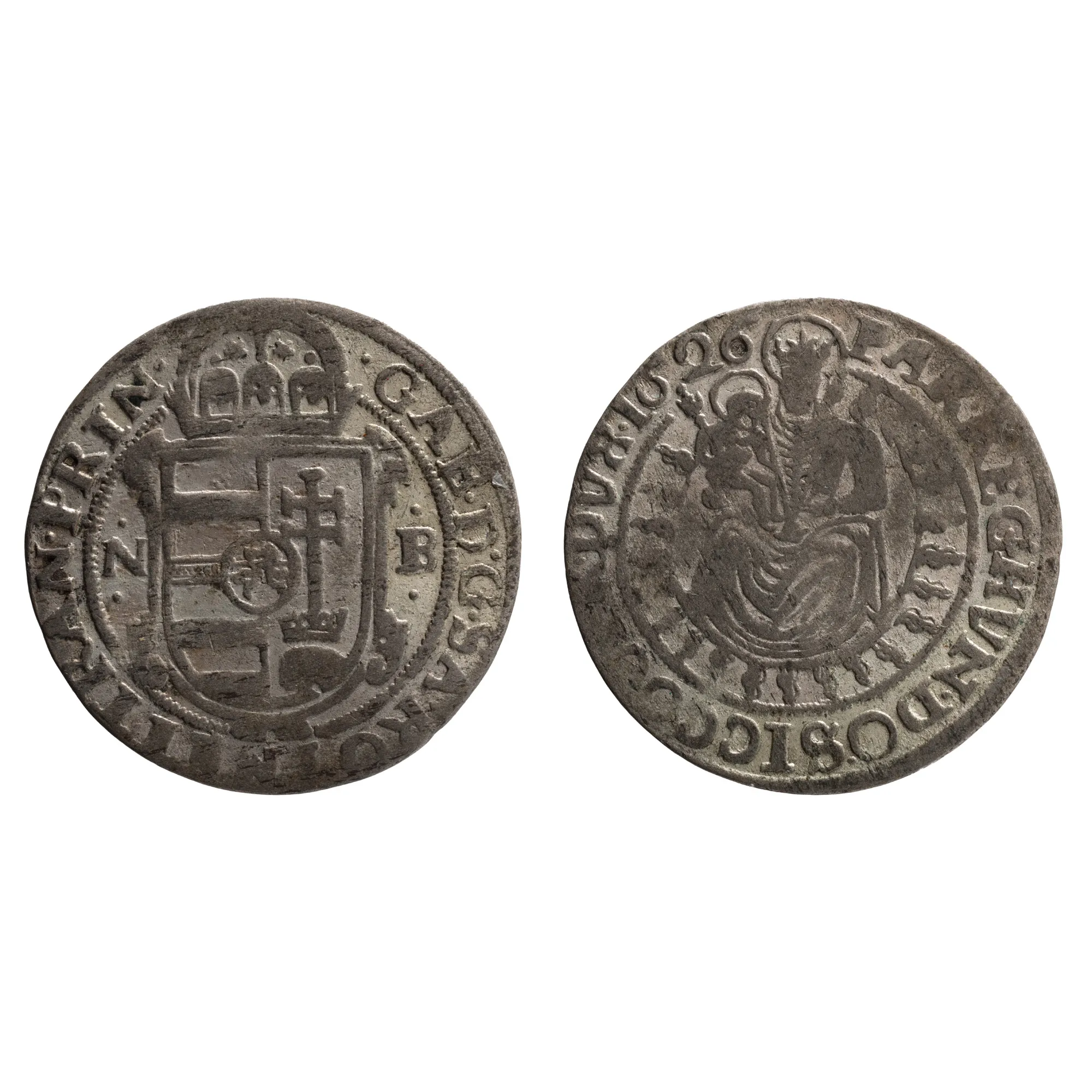 Monedă Gros, Gabriel Bethlen, Principatul Transilvaniei, bătută la Baia Mare, 1626, argint