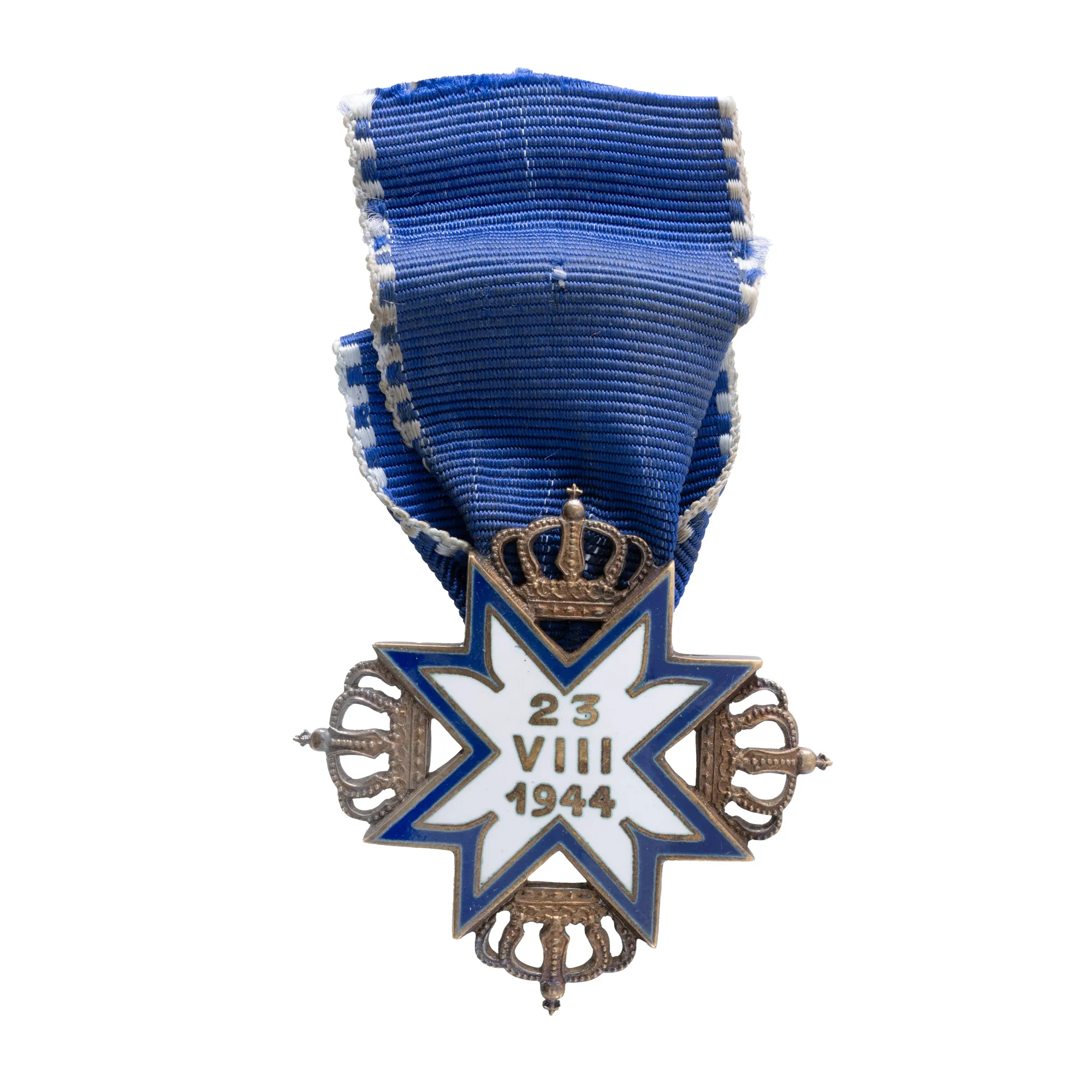 Însemnul ordinului ”23 august 1944”, clasa I, perioada regelui Mihai, argint