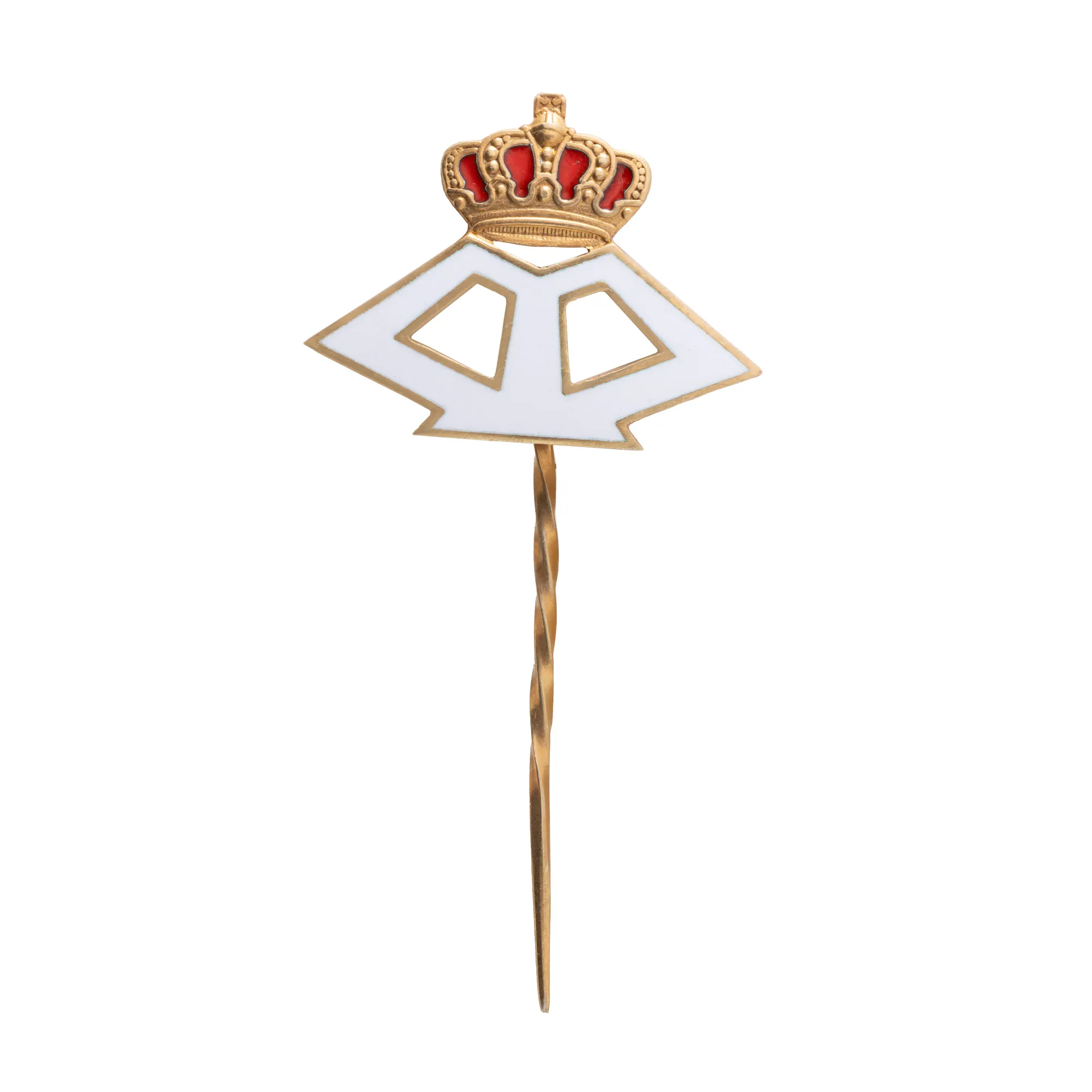Pin decorat cu cifrul reginei Maria, cca. 1925, argint aurit