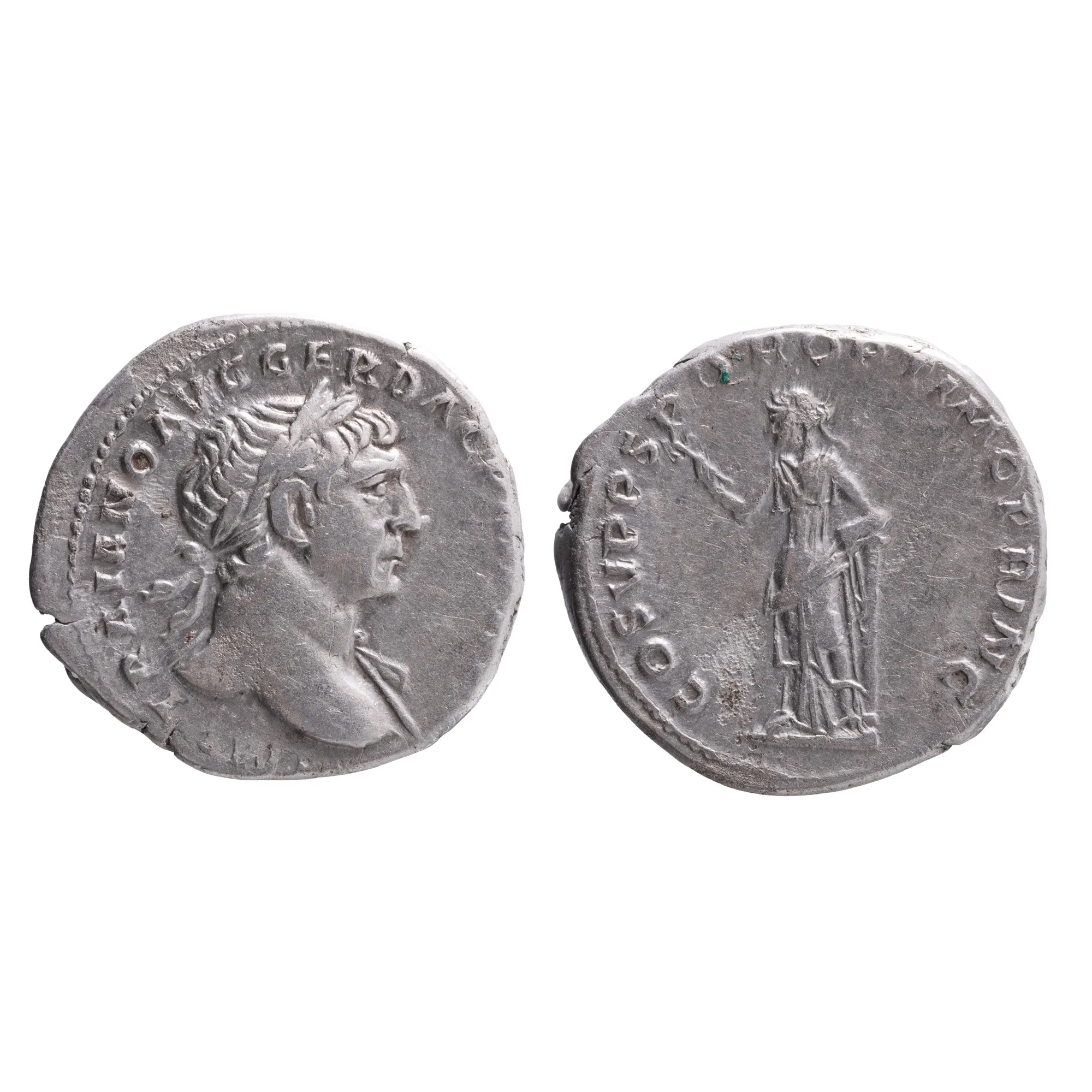 Monedă Denarius, Traian, tip Felicitas, Imperiul Roman, 103-111 e.n., argint