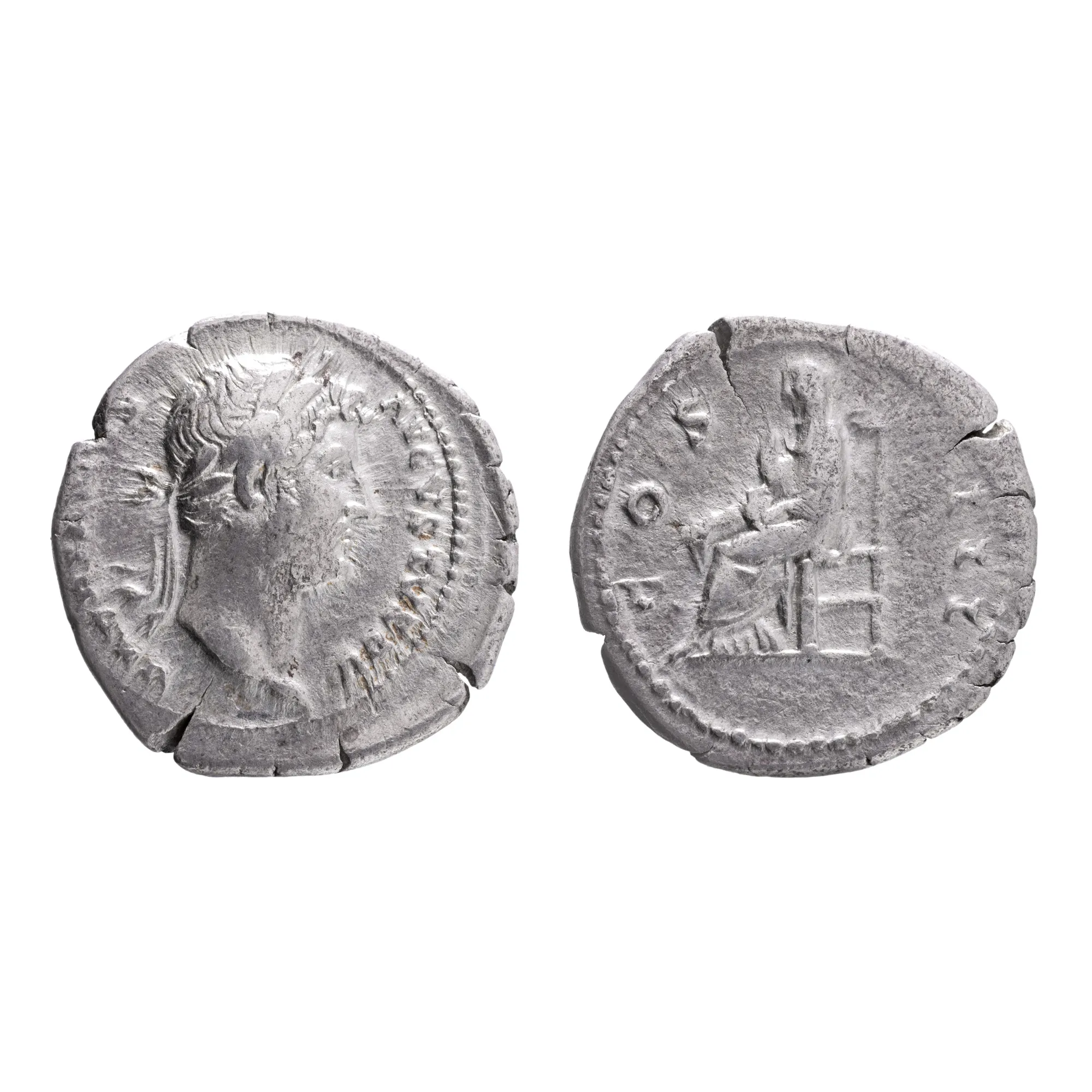 Monedă Denarius, Hadrian, tip Pudicitia, Imperiul Roman, 128-129 e.n., argint