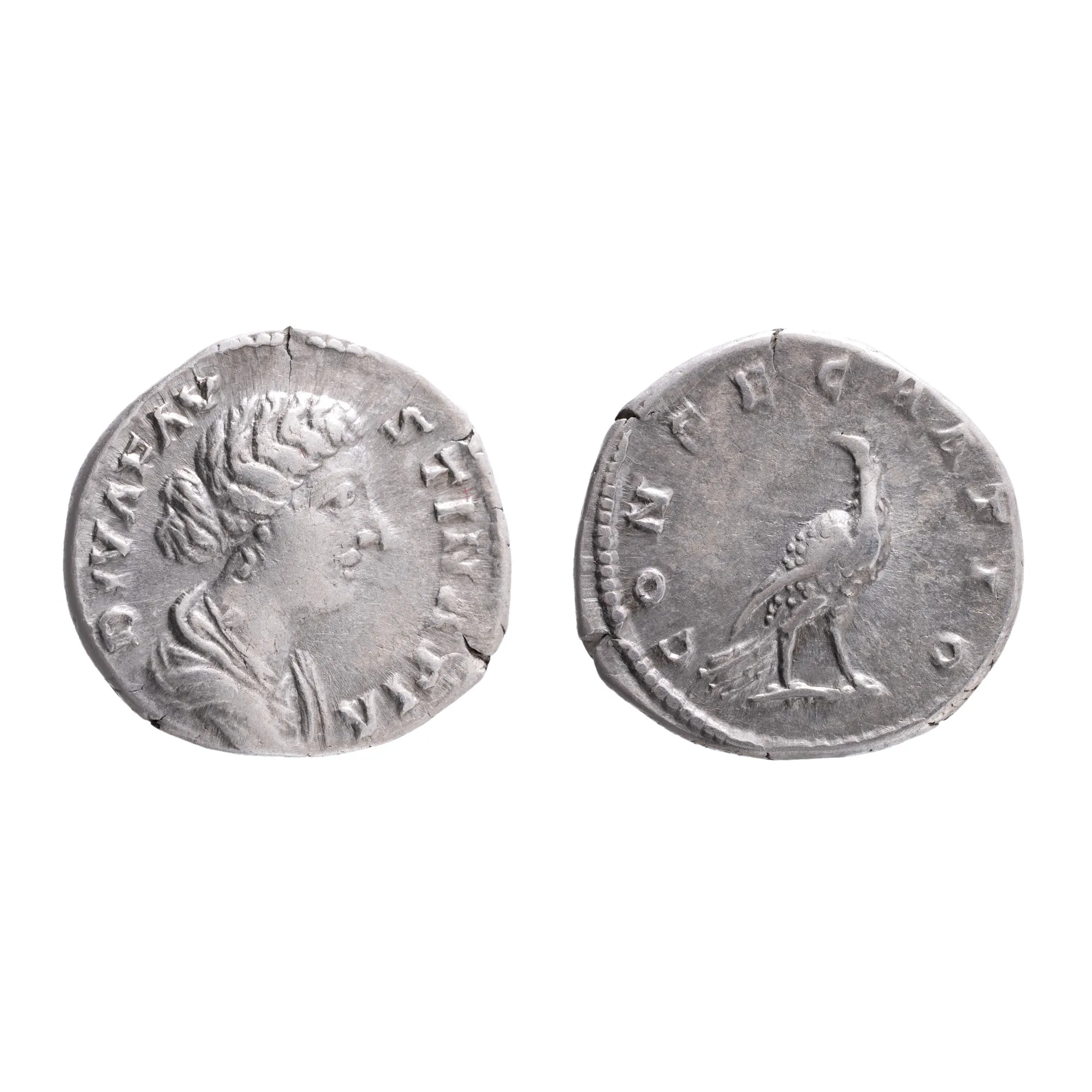 Denarius Coin, Marcus Aurelius, Diva Faustina type, Roman Empire, 176-180 AD, Silver