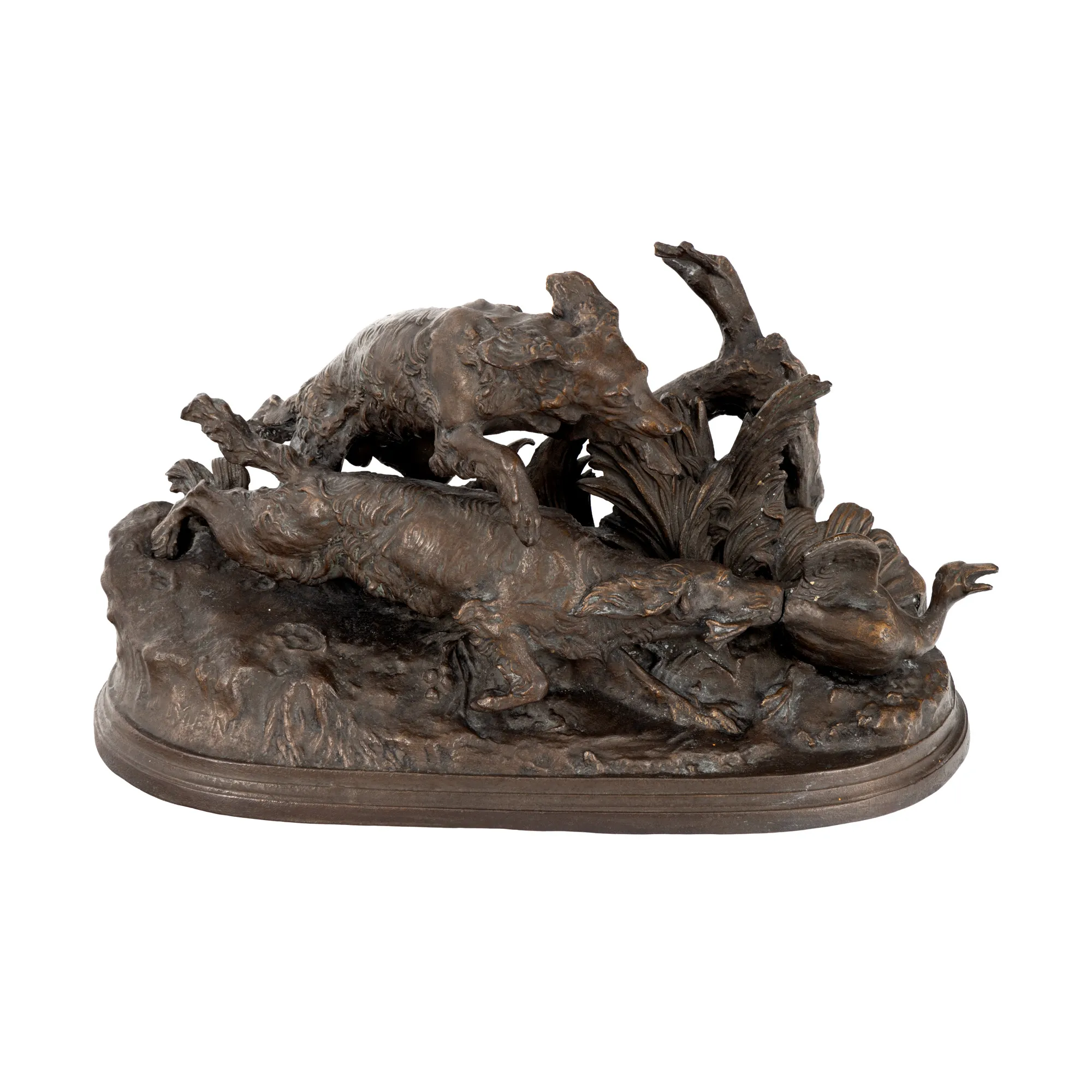 "Chasse Au Canard" - statuetă din bronz, reprezentând o scenă de vânătoare, cca. 1870