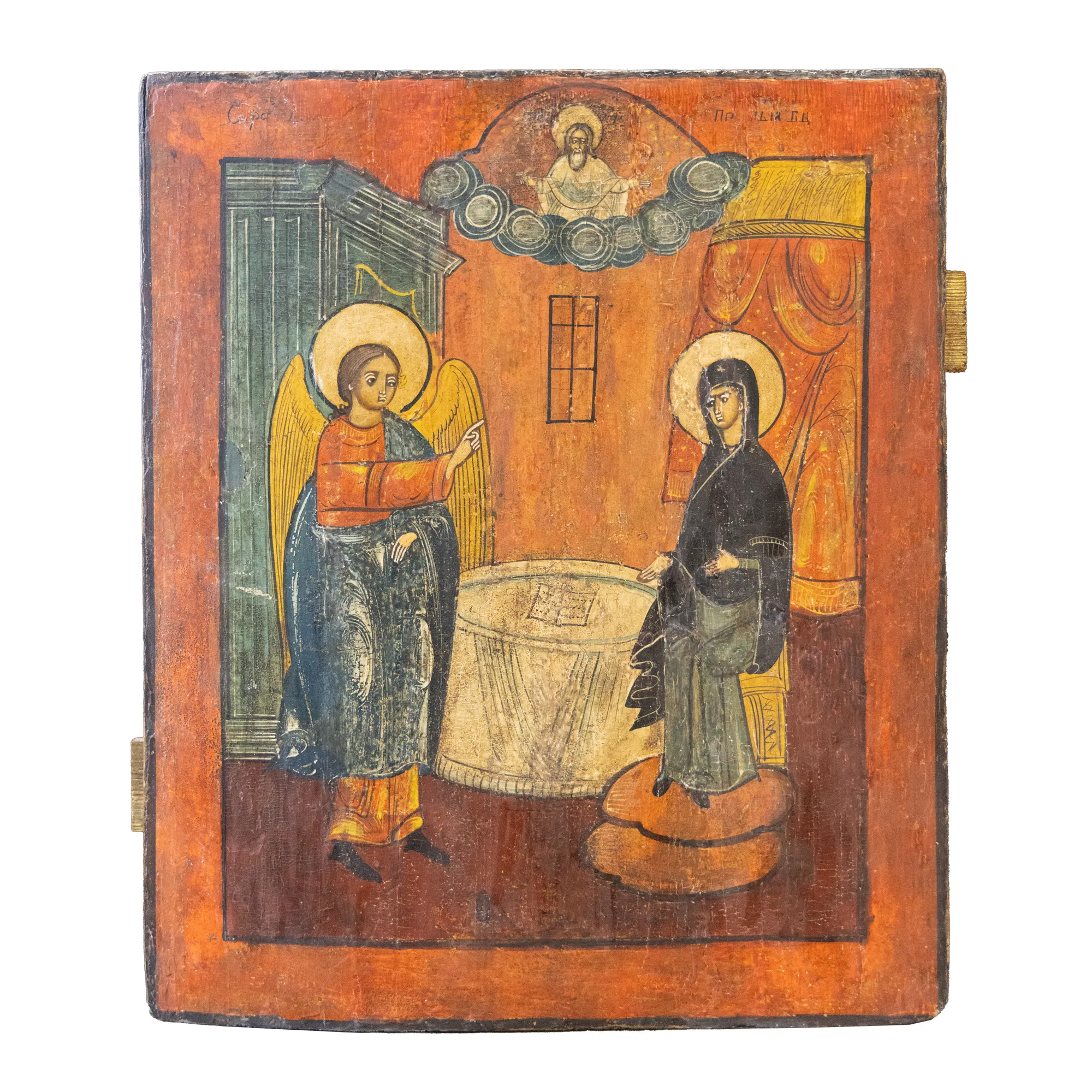 Icon on wood, "Annunciation", Russian school (Kholui), early 19th century, collector's item