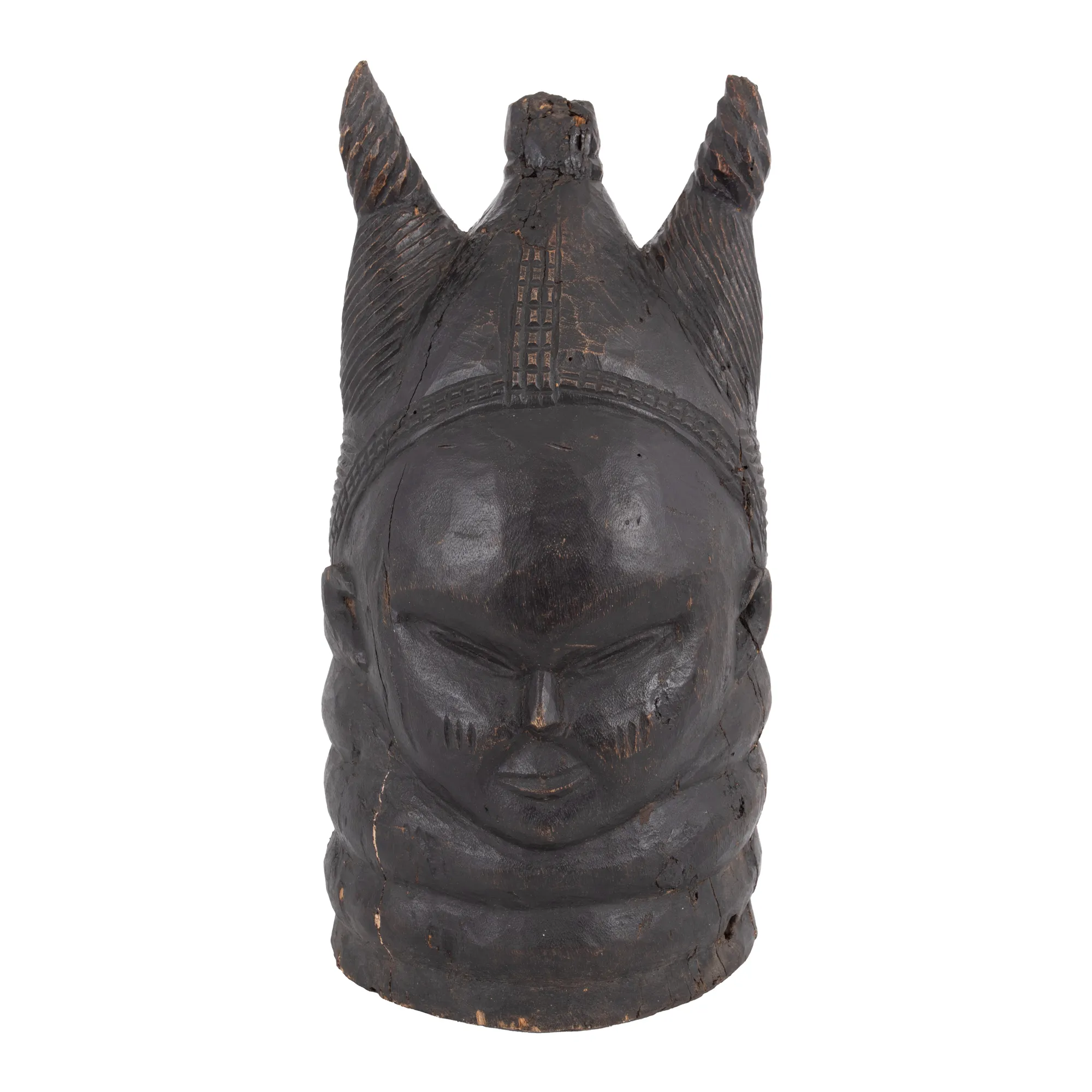 African Sowei statuette (helmet type), Sierra Leone, first half of the 20th century