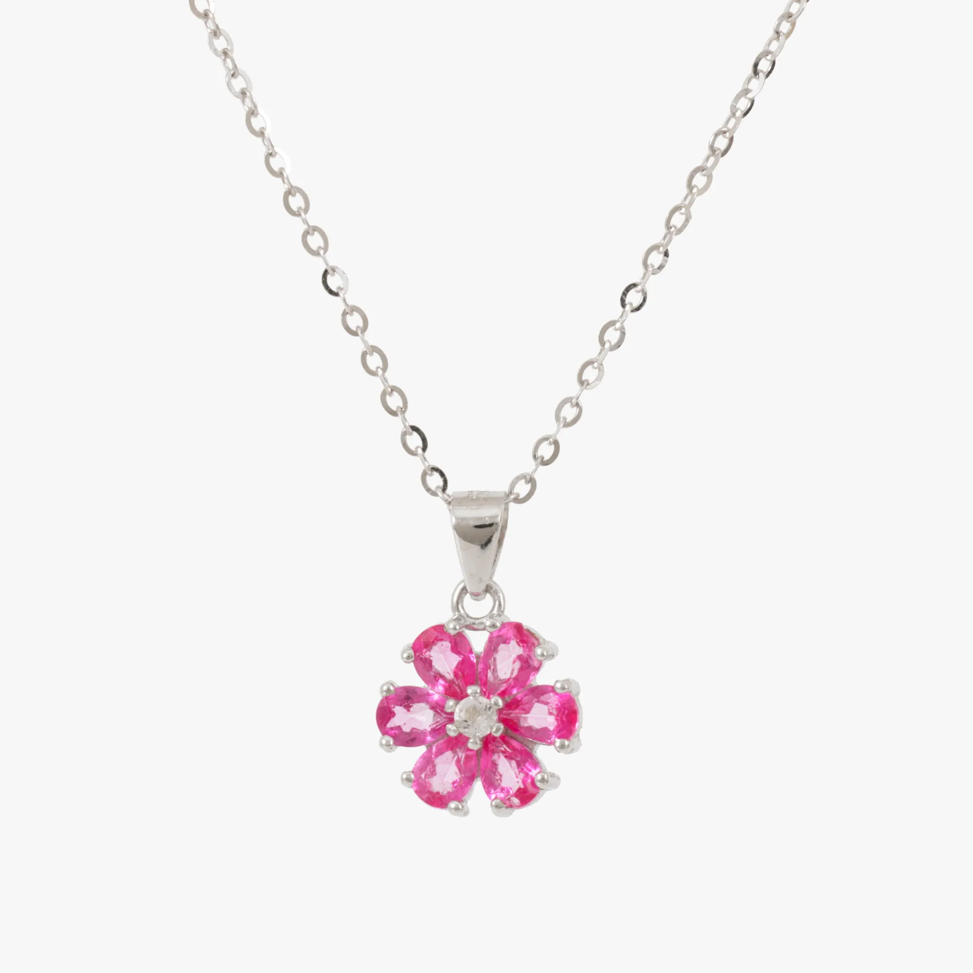 "Pink Cosmos" - Pandantiv cu lanț, din argint aurit, decorat cu topaze roz
