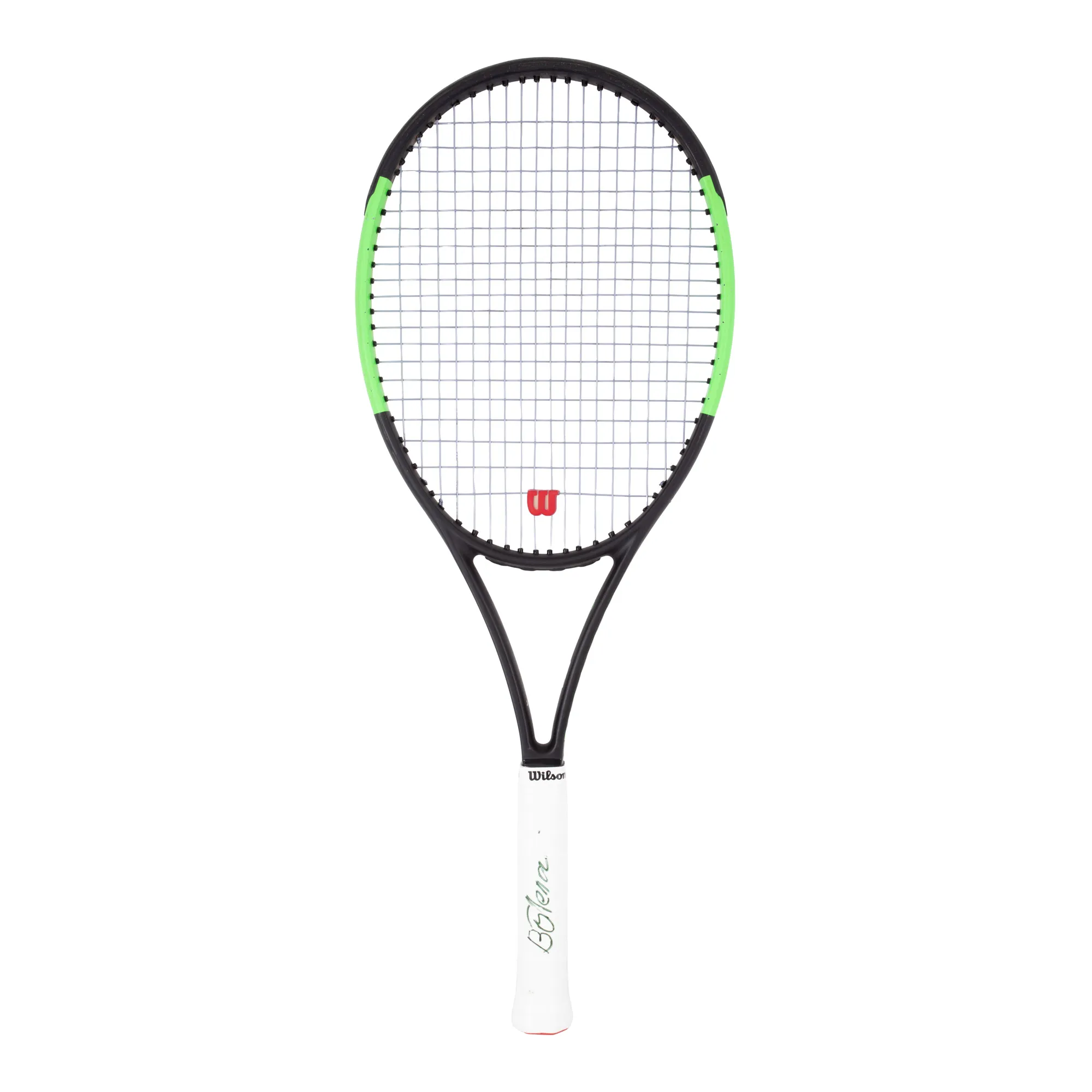 Tennis racket, used in professional competitions, with Elena Bogdan's holographic signature